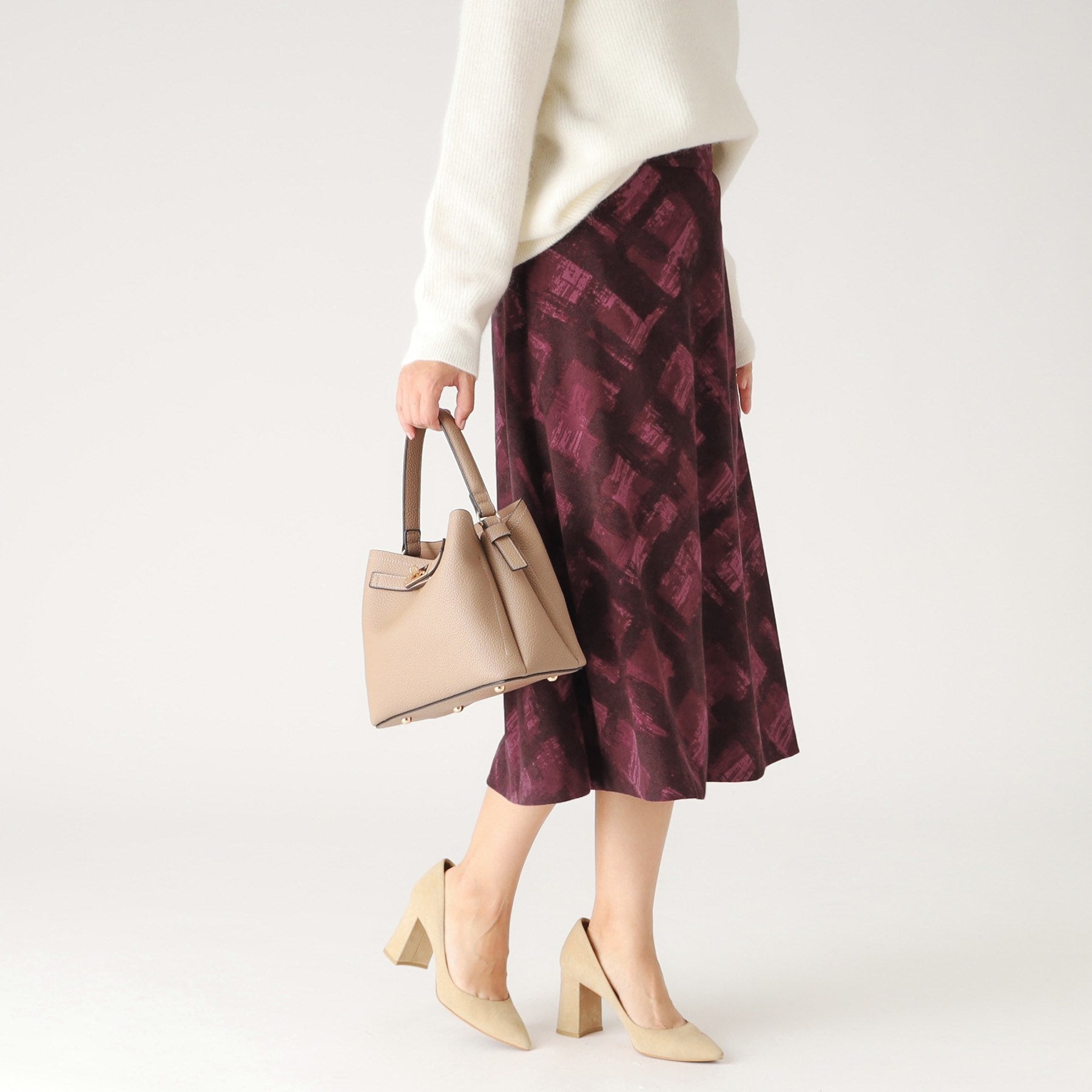 クードシャンス COUP DE CHANCE 【日本製/洗える/ウエストゴム入り】オンオフ着回し◎シャドーチェック柄スカート (ネイビー(194)) ネイビー(194)