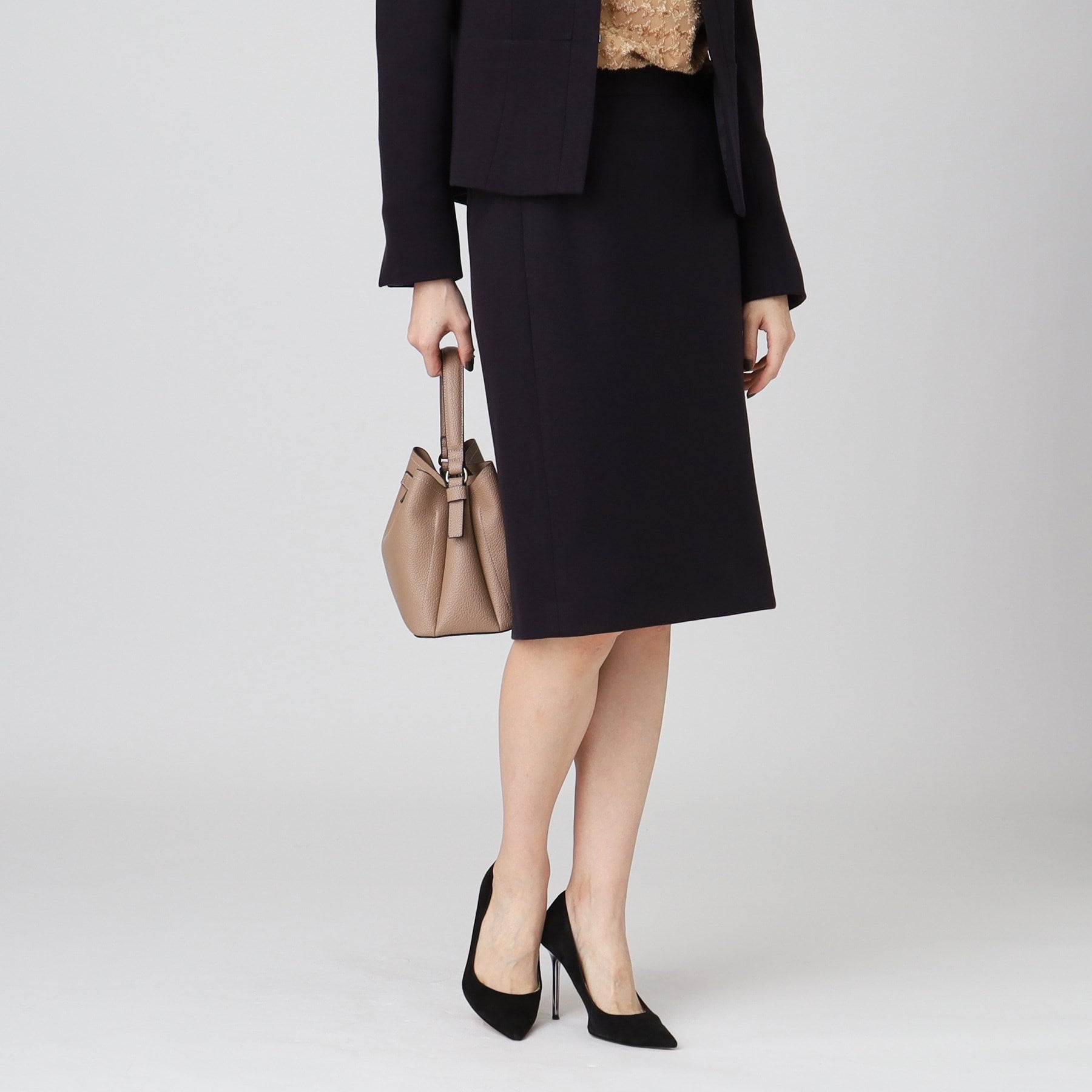 クードシャンス COUP DE CHANCE 【日本製/伸縮性/穿き心地◎/通勤/セットアップ可】お仕事におすすめ!細見えタイトスカート (ネイビー(094)) ネイビー(094)