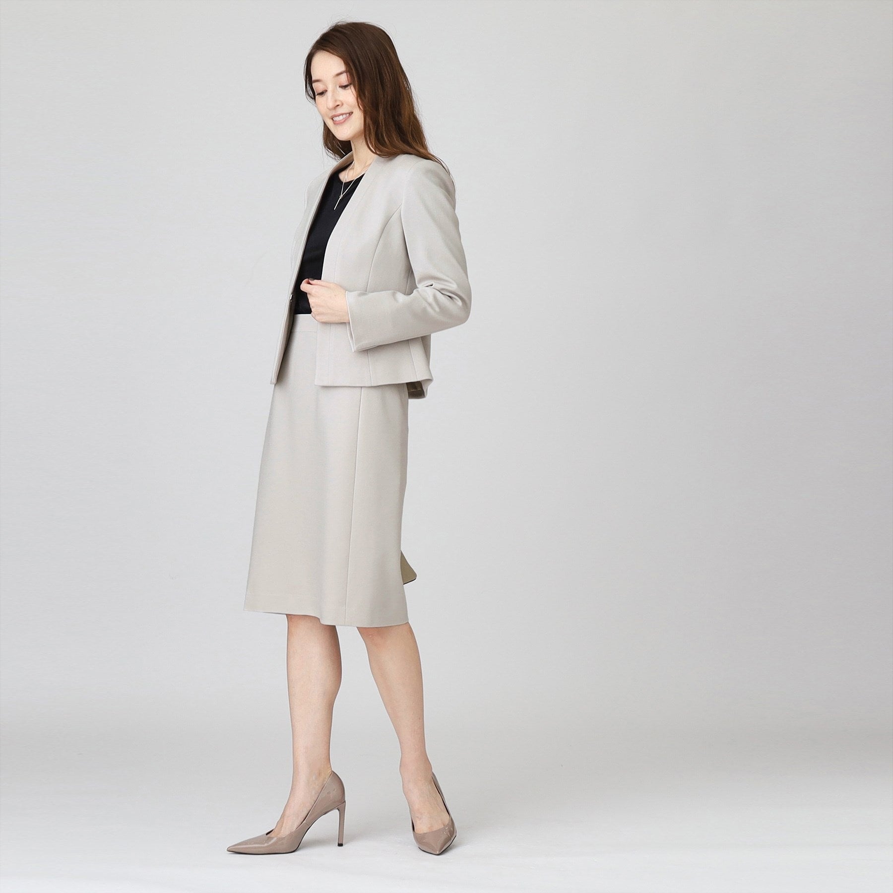 クードシャンス COUP DE CHANCE 【日本製/伸縮性/穿き心地◎/通勤/セットアップ可】お仕事におすすめ!細見えタイトスカート (ネイビー(094)) ネイビー(094)