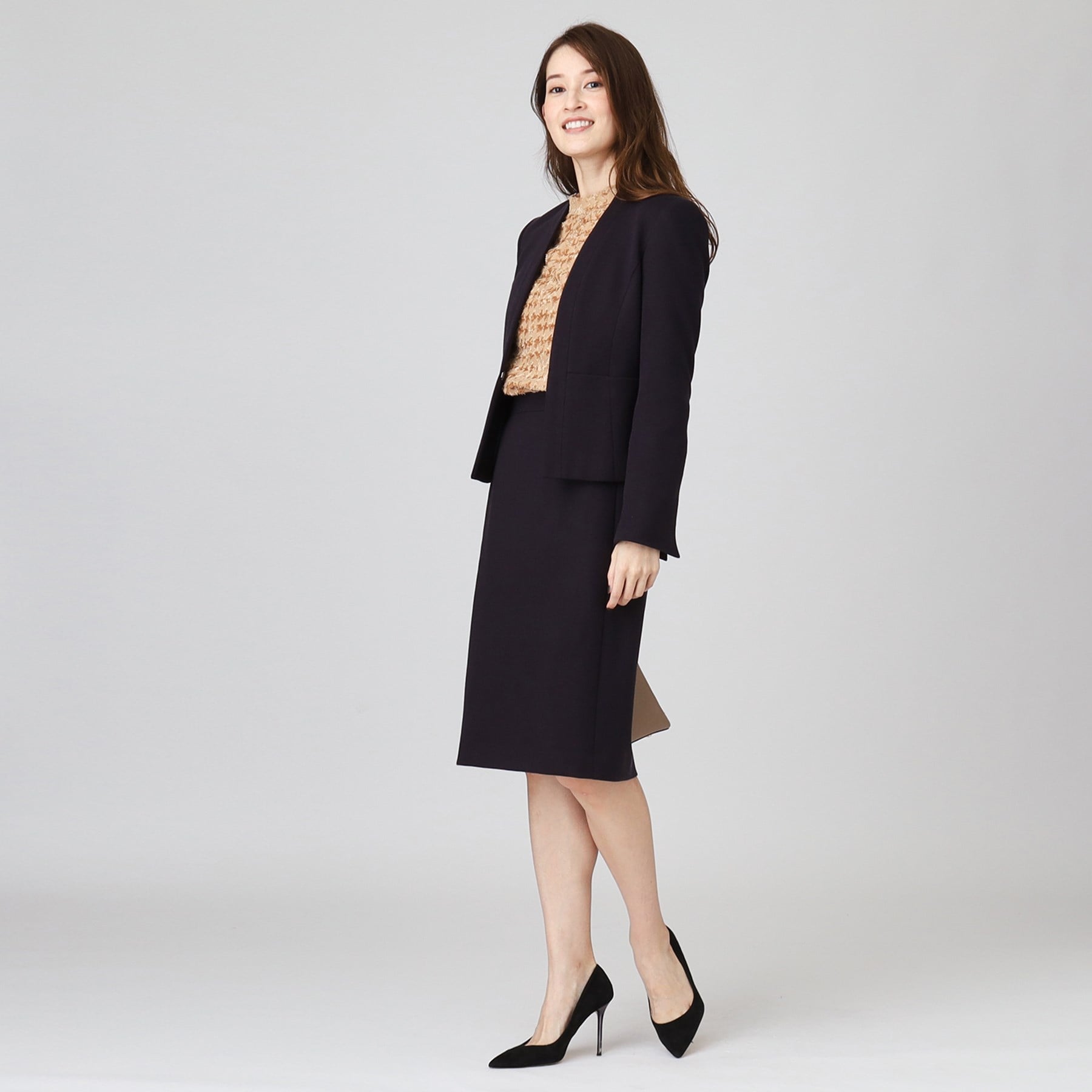 クードシャンス COUP DE CHANCE 【日本製/伸縮性/穿き心地◎/通勤/セットアップ可】お仕事におすすめ!細見えタイトスカート (ネイビー(094)) ネイビー(094)