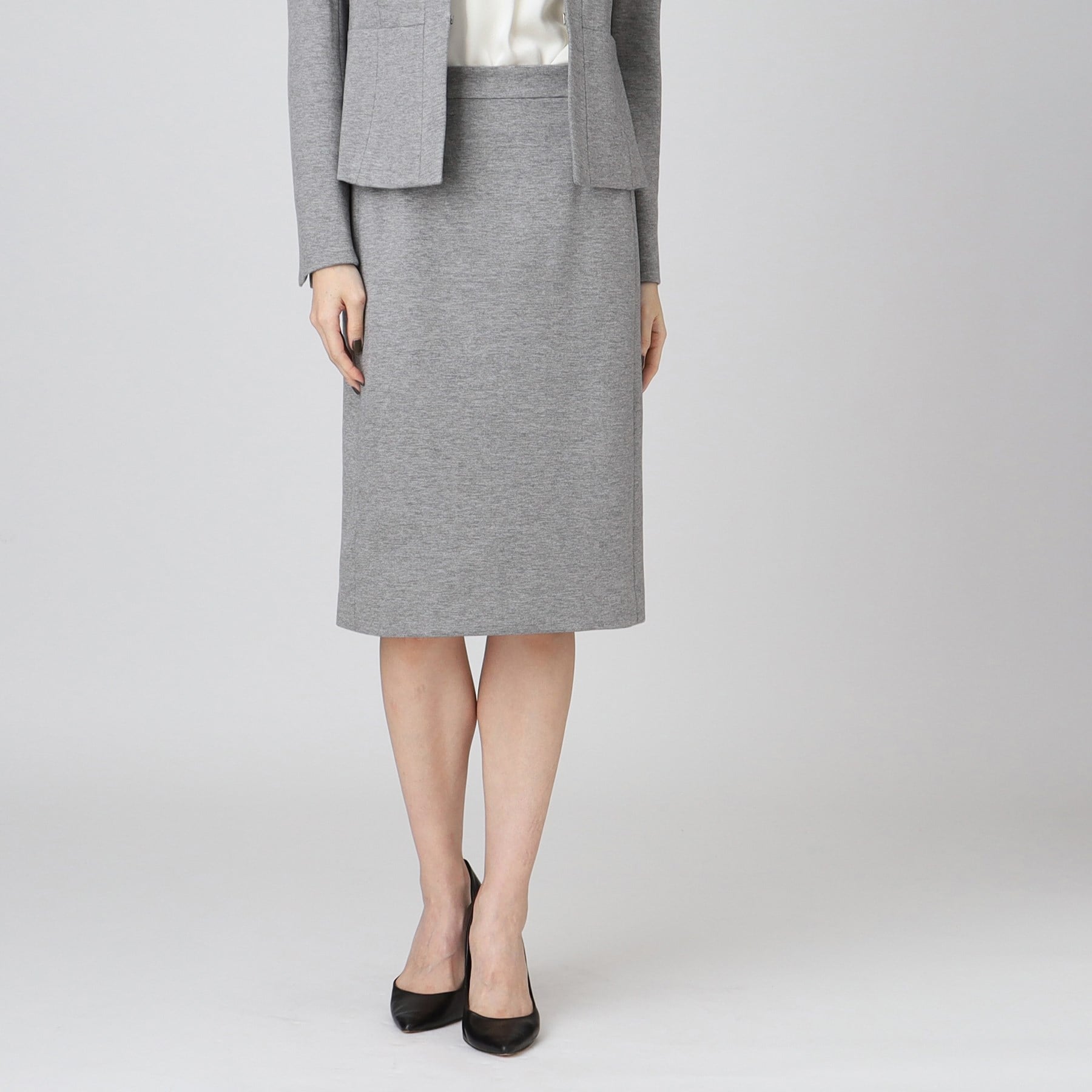 クードシャンス COUP DE CHANCE 【日本製/伸縮性/穿き心地◎/通勤/セットアップ可】お仕事におすすめ!細見えタイトスカート (ネイビー(094)) ネイビー(094)