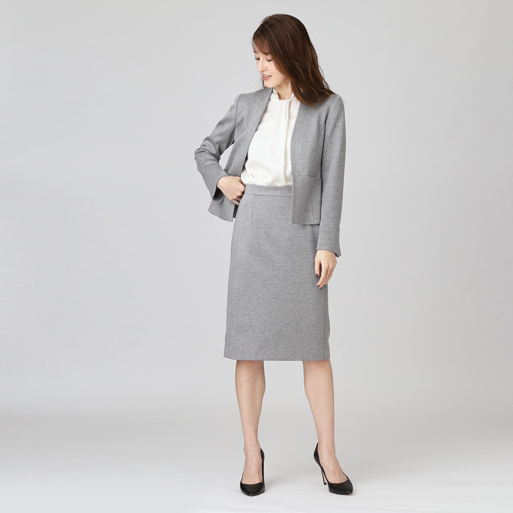 クードシャンス COUP DE CHANCE 【日本製/伸縮性/穿き心地◎/通勤/セットアップ可】お仕事におすすめ!細見えタイトスカート (ネイビー(094)) ネイビー(094)