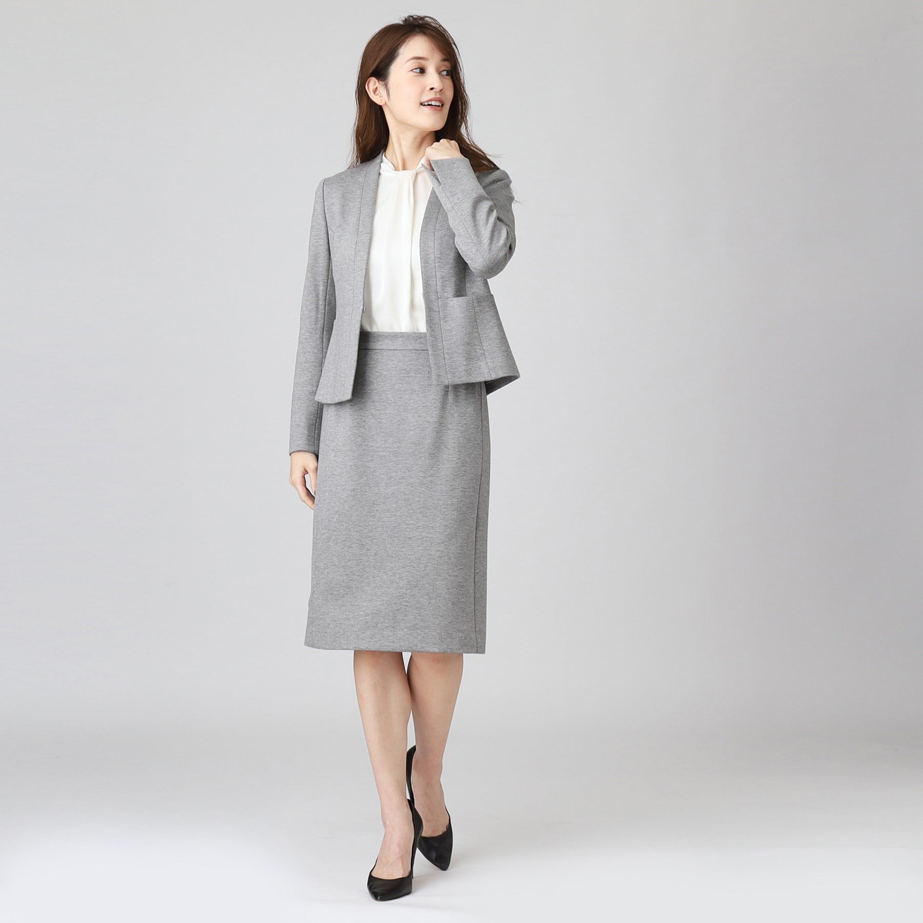 クードシャンス COUP DE CHANCE 【日本製/伸縮性/穿き心地◎/通勤/セットアップ可】お仕事におすすめ!細見えタイトスカート (ネイビー(094)) ネイビー(094)