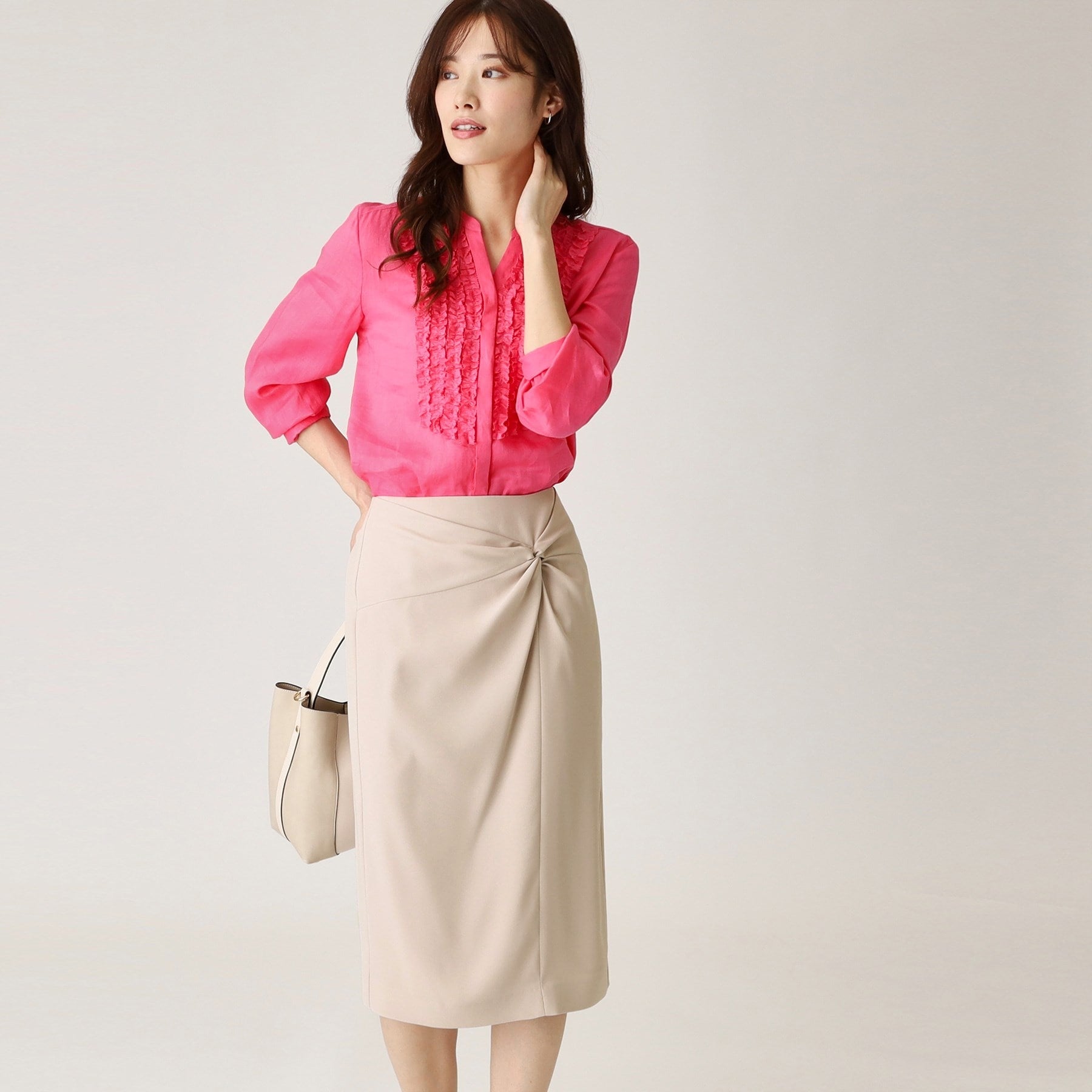 クードシャンス COUP DE CHANCE 【日本製】ドレープが美しい!ねじりデザインスカート (ブラック(019)) ブラック(019)