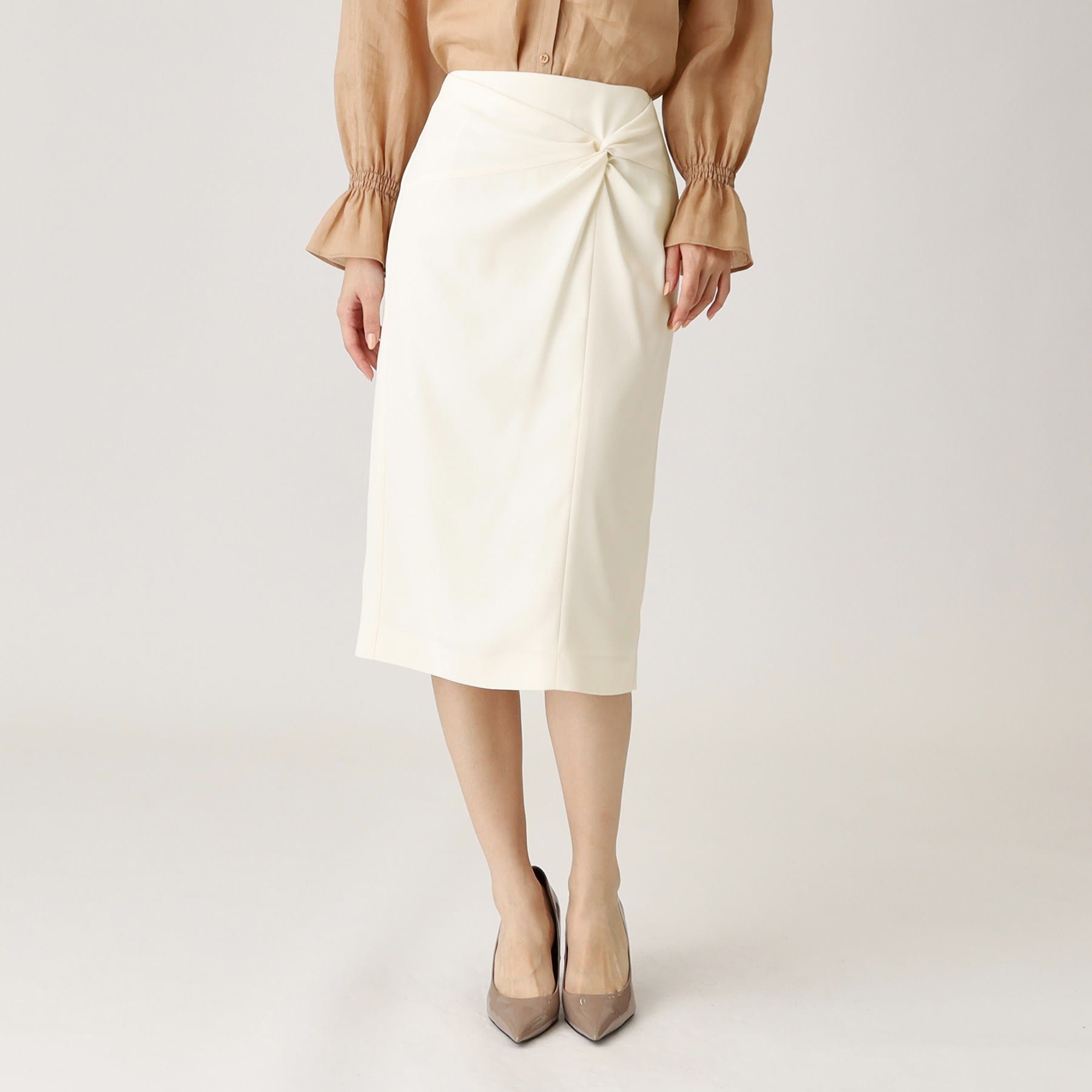 クードシャンス COUP DE CHANCE 【日本製】ドレープが美しい!ねじりデザインスカート (ブラック(019)) ブラック(019)