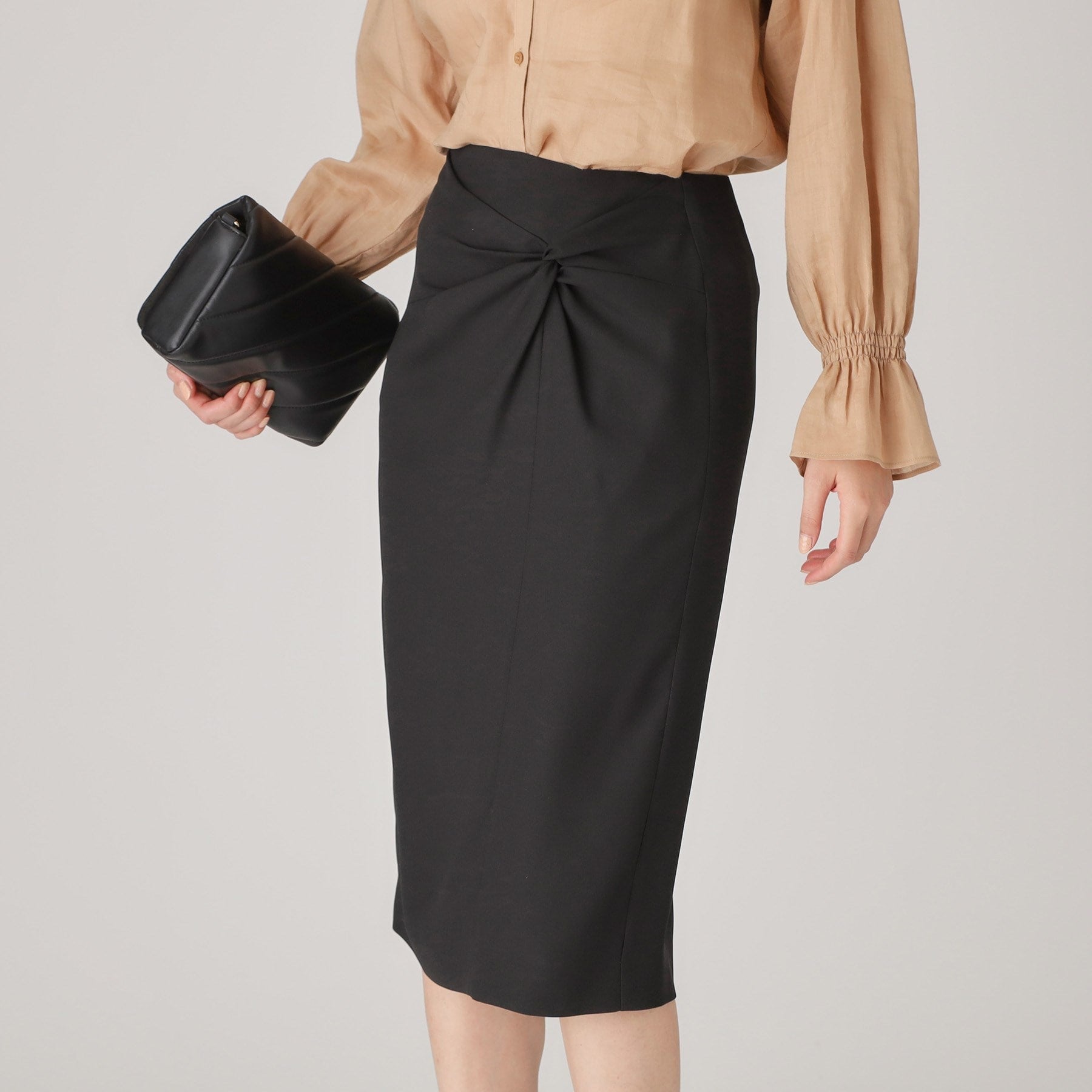 クードシャンス COUP DE CHANCE 【日本製】ドレープが美しい!ねじりデザインスカート (ブラック(019)) ブラック(019)