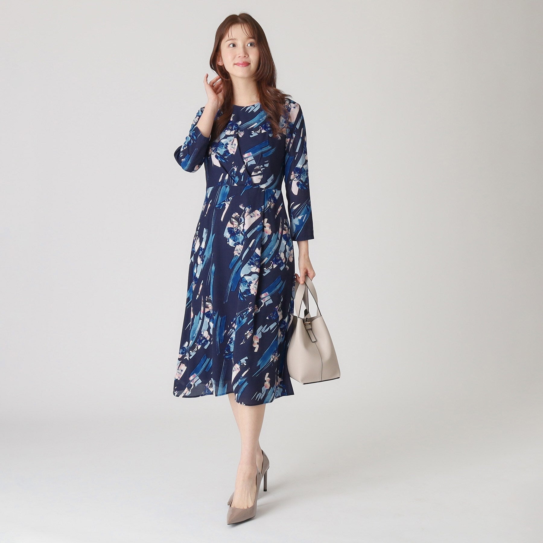 COUP DE CHANCE COUP DE CHANCE 【Washable / Made in Japan】 Deformed Flower Pattern Dress