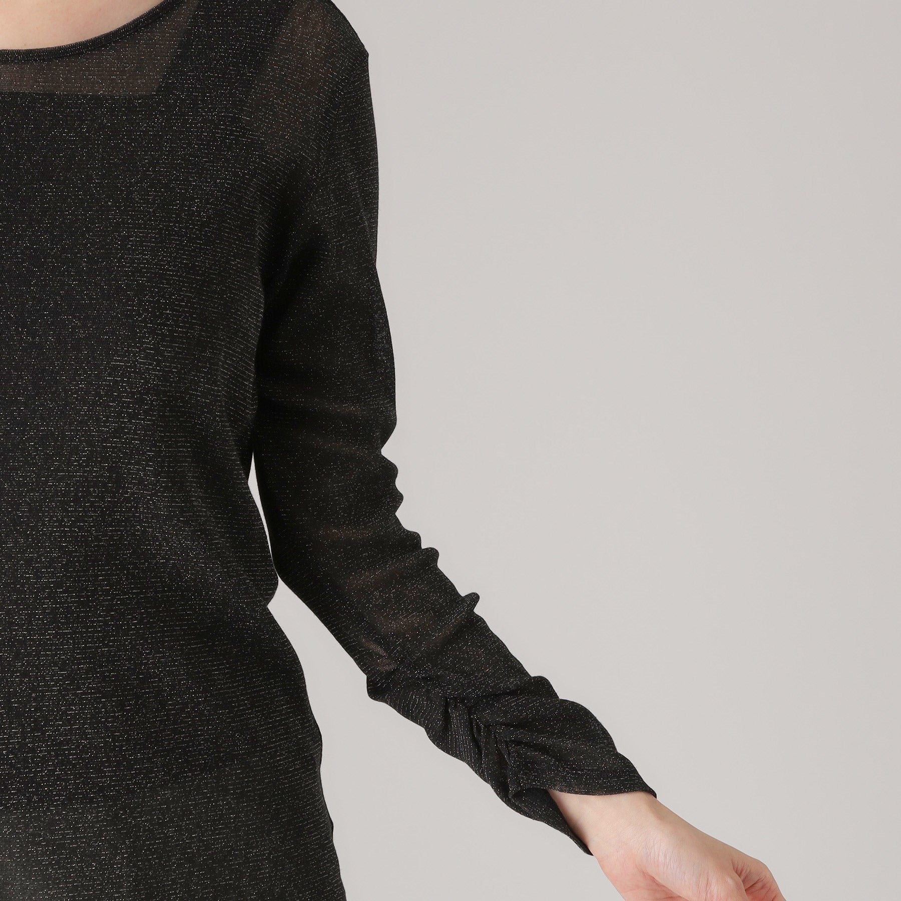 クードシャンス COUP DE CHANCE 【洗える/日本製/ジャケットイン/レイヤードスタイル】シアー感あるラメプルオーバー (ブラック(019)) ブラック(019)