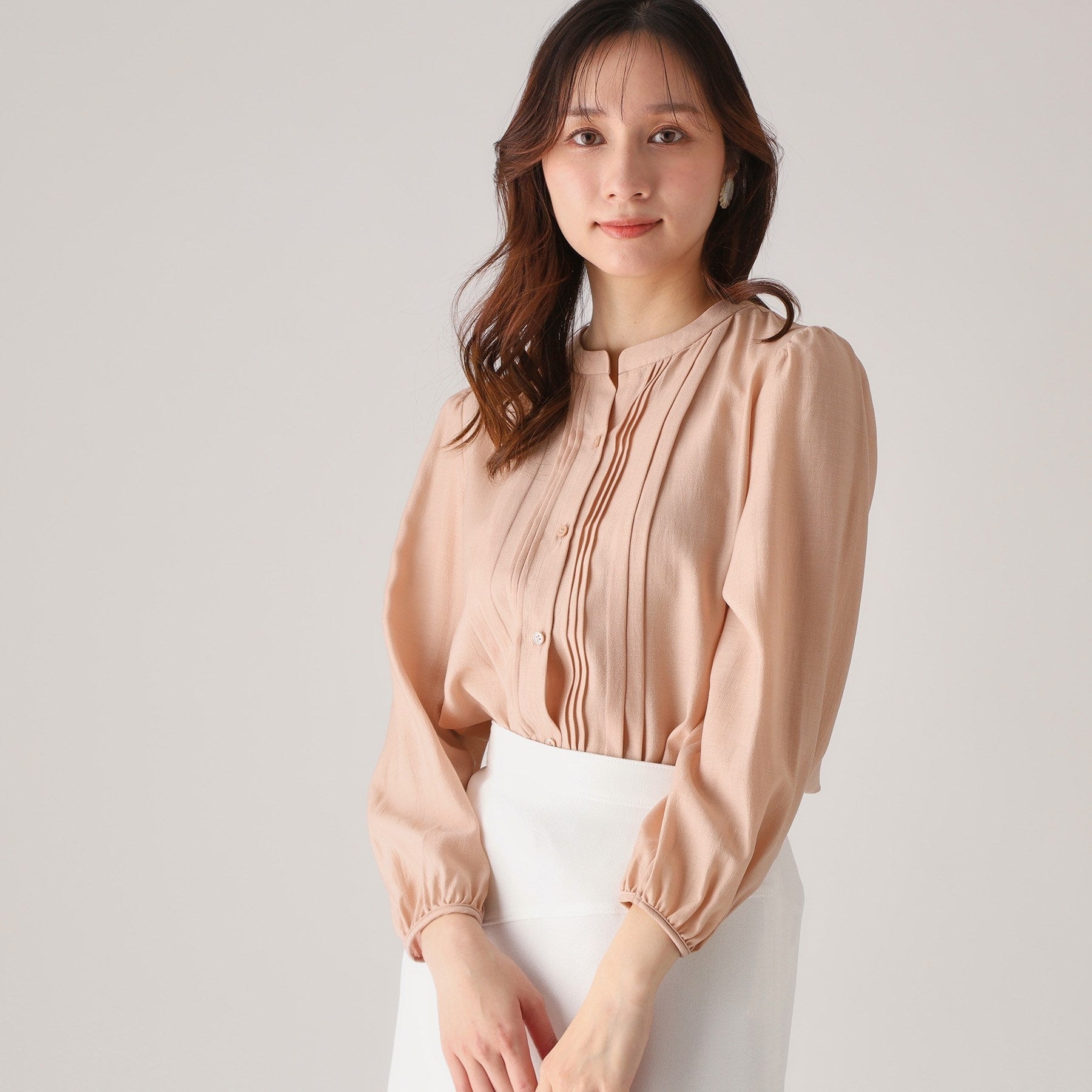 クードシャンス COUP DE CHANCE 【洗える/シアー素材】タックデザインブラウス (ネイビー(094)) ネイビー(094)