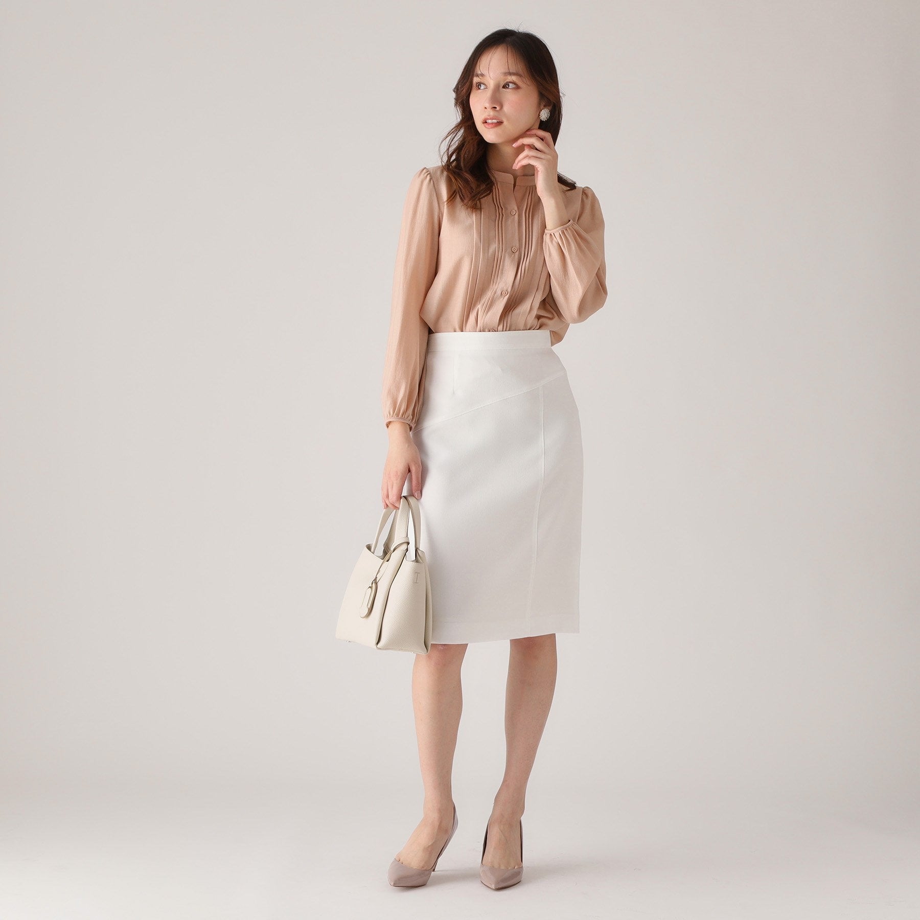 クードシャンス COUP DE CHANCE 【洗える/シアー素材】タックデザインブラウス (ネイビー(094)) ネイビー(094)