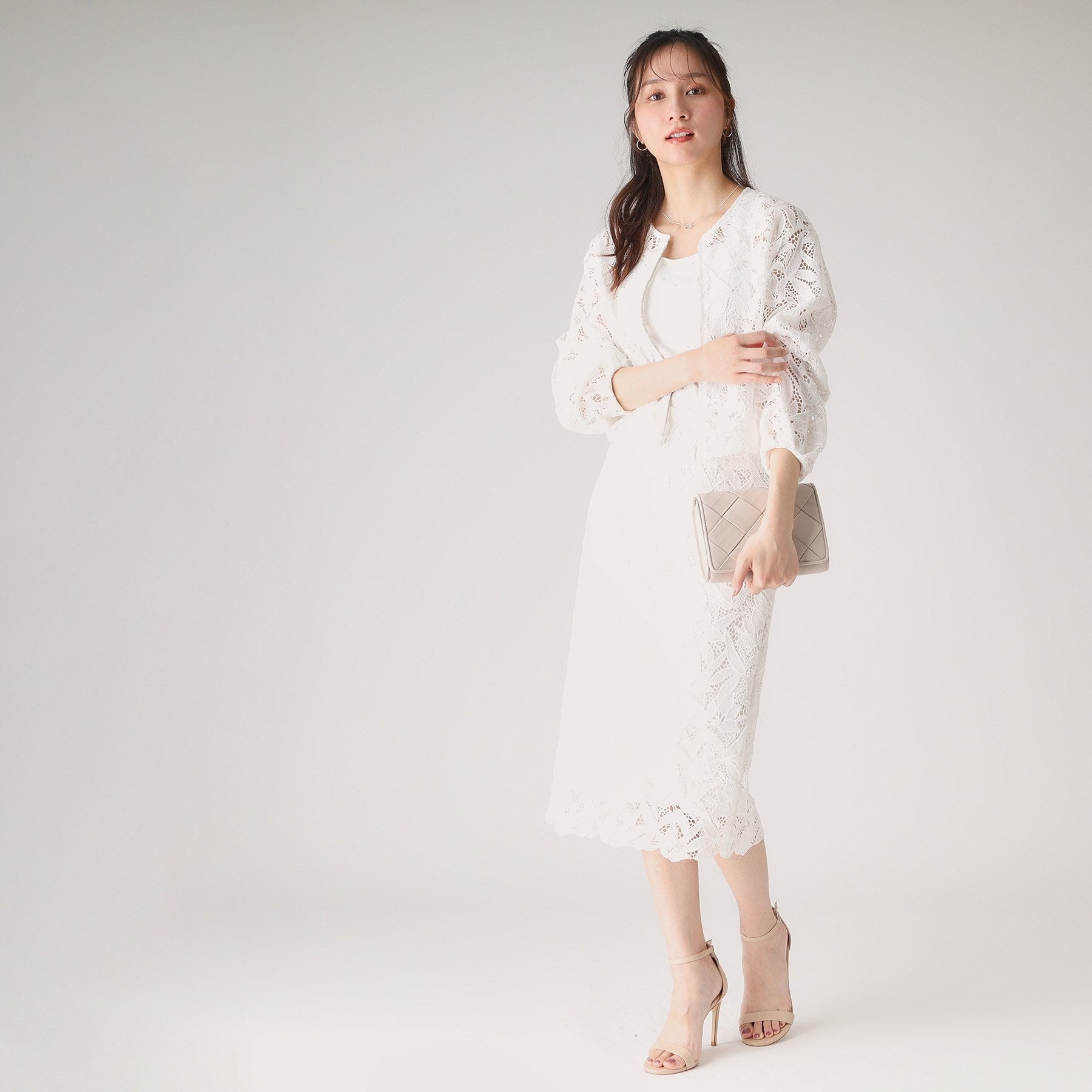 クードシャンス COUP DE CHANCE 【レース/セットアップ可】ストレートシルエットのスカート (ブラック(019)) ブラック(019)