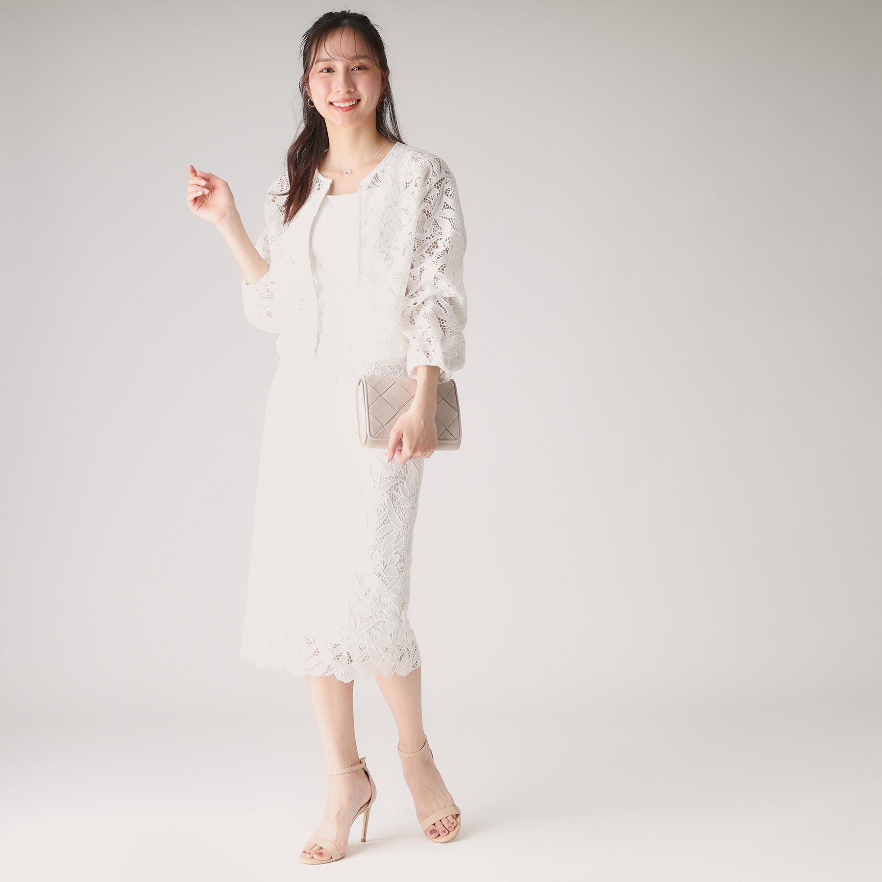 クードシャンス COUP DE CHANCE 【レース/セットアップ可】ストレートシルエットのスカート (ブラック(019)) ブラック(019)