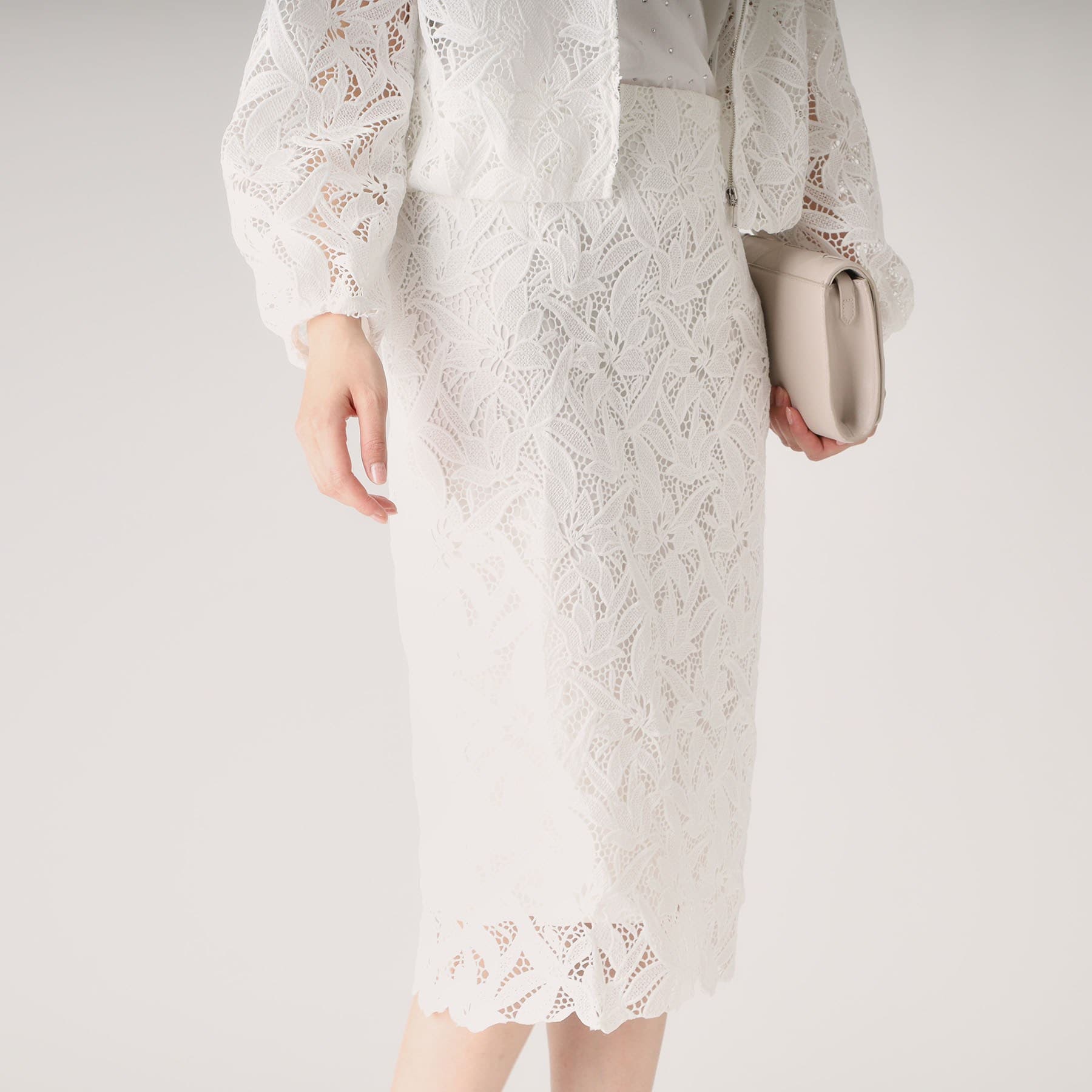 クードシャンス COUP DE CHANCE 【レース/セットアップ可】ストレートシルエットのスカート (ブラック(019)) ブラック(019)