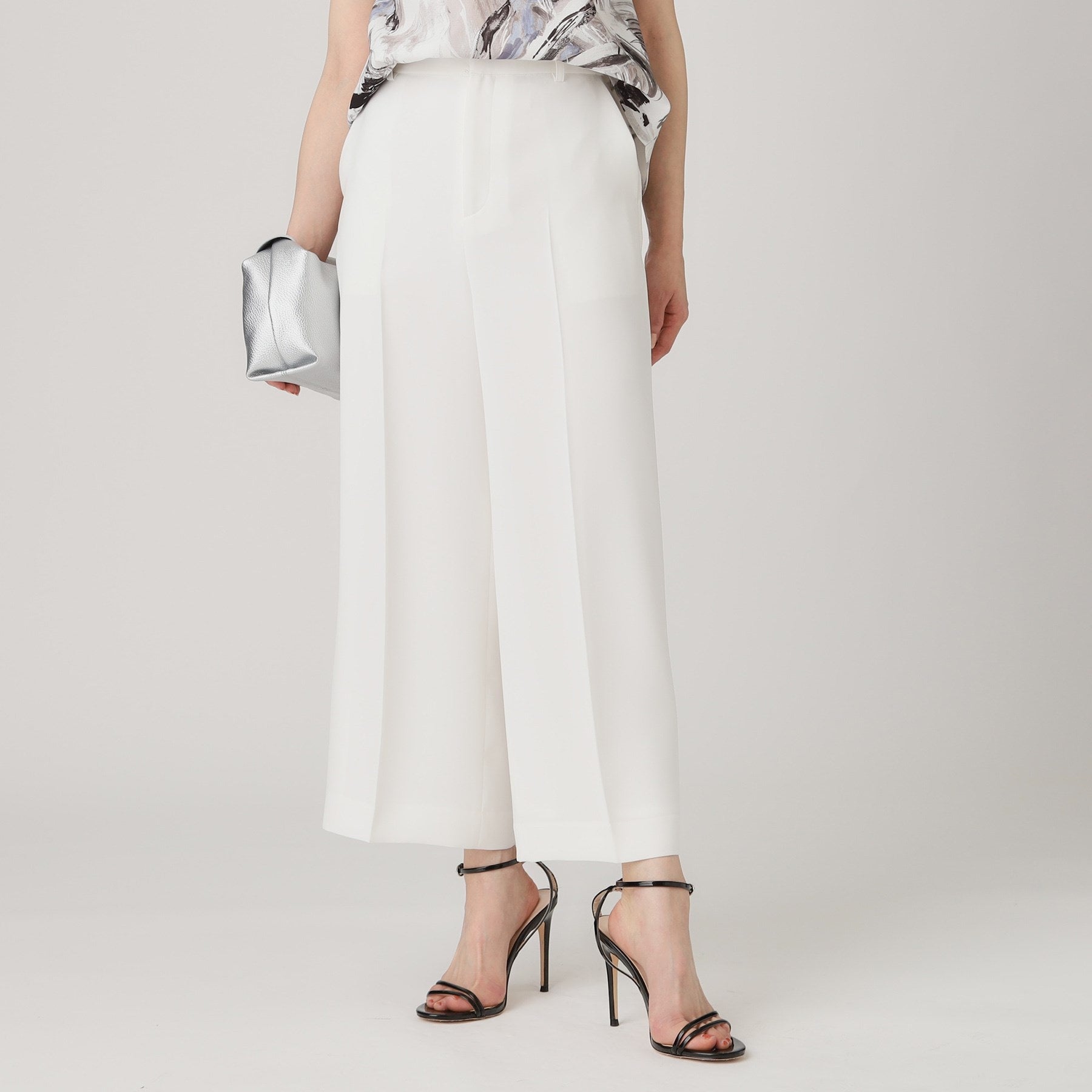 クードシャンス COUP DE CHANCE 【洗える/日本製/裏付き】センタープレス入ワイドパンツ (ブルー(091)) ブルー(091)