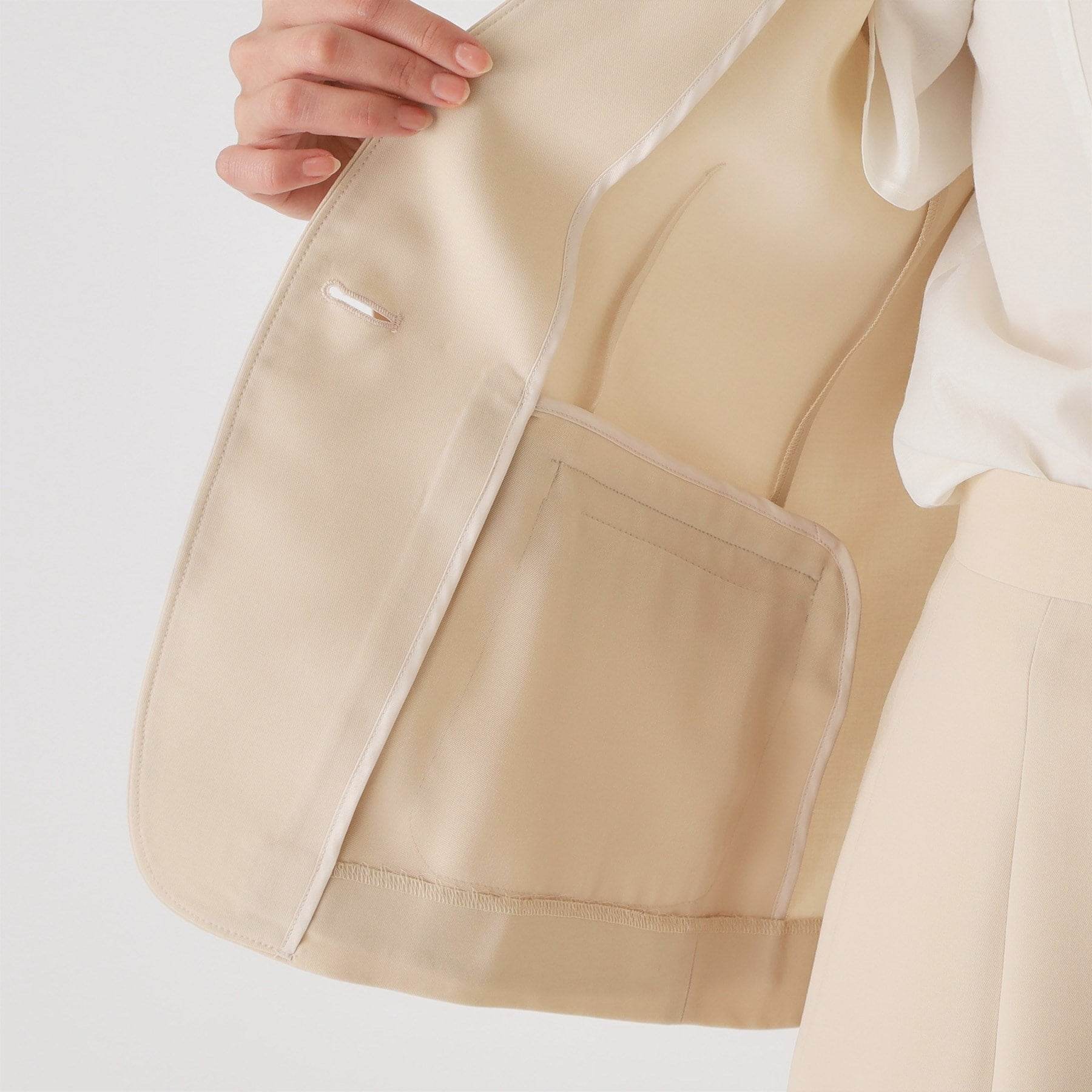 クードシャンス COUP DE CHANCE 【手洗い可/接触冷感/日本製/裏無し】8分袖ノーカラージャケット (グレージュ(050)) グレージュ(050)