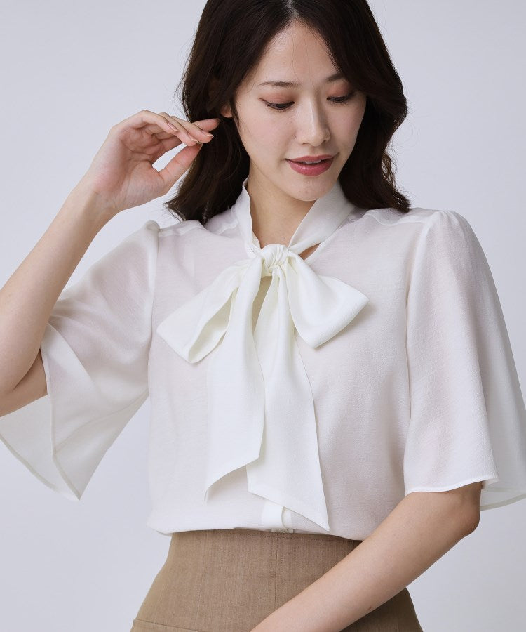 クードシャンス COUP DE CHANCE 【手洗い可/日本製】ボウタイブラウス (ホワイト(001)) ホワイト(001)