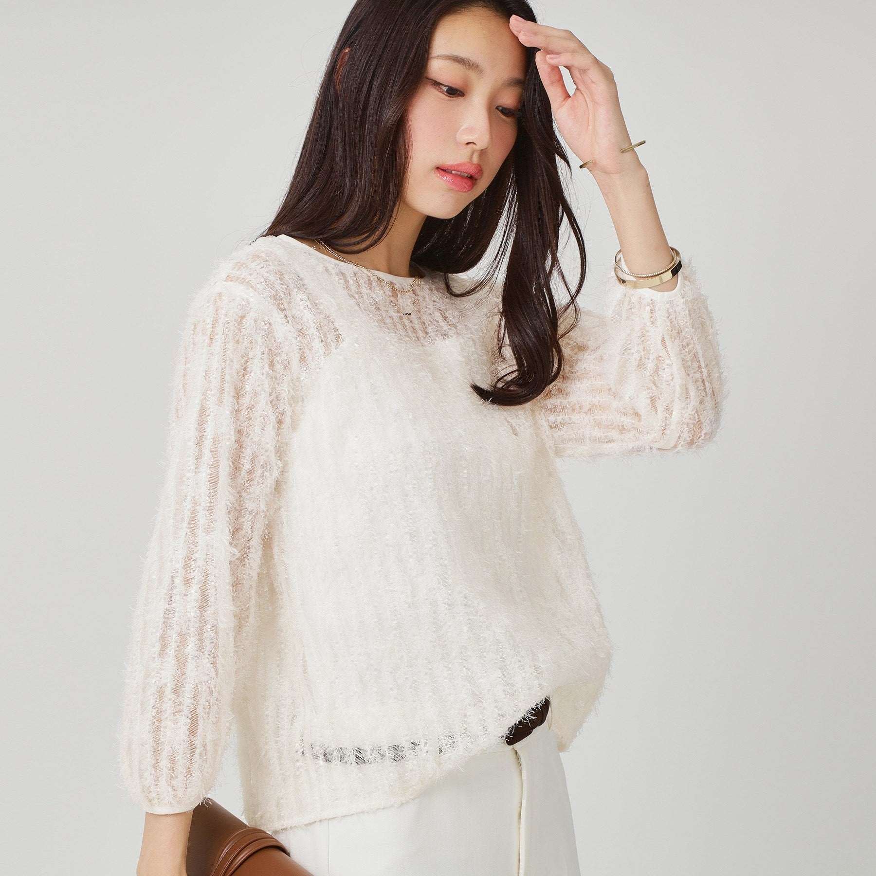 クードシャンス COUP DE CHANCE 【手洗い可/日本製】フェザーチュールのブラウス (ホワイト(001)) ホワイト(001)