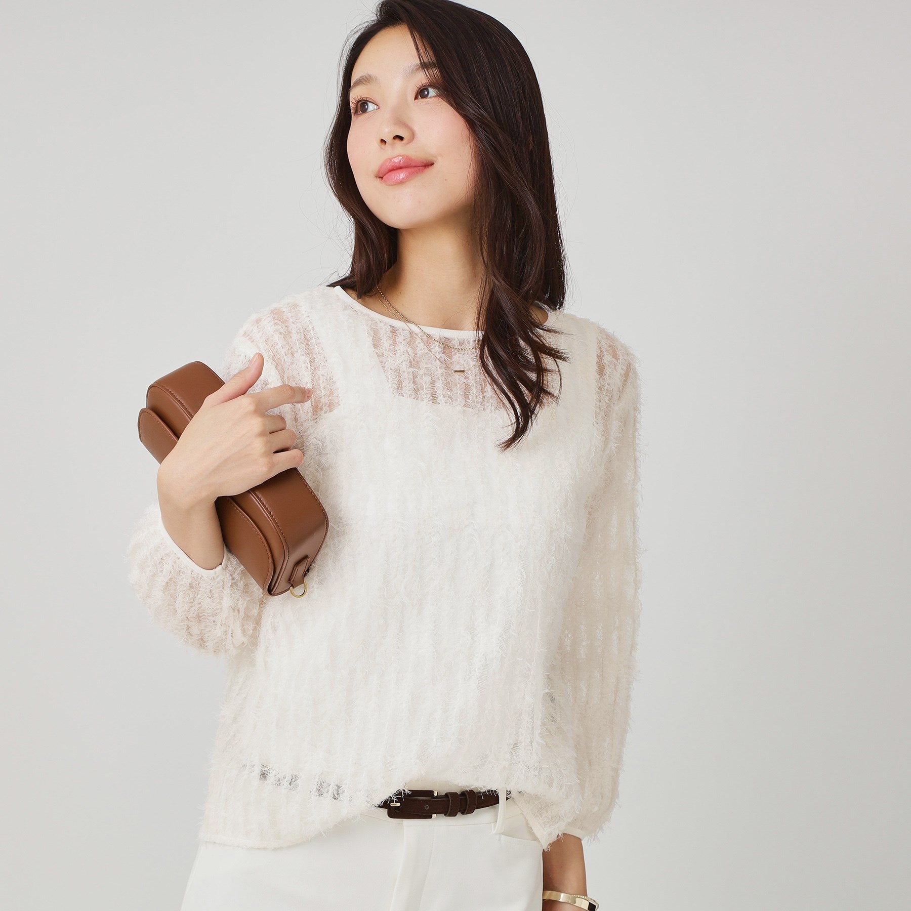 クードシャンス COUP DE CHANCE 【手洗い可/日本製】フェザーチュールのブラウス (ホワイト(001)) ホワイト(001)