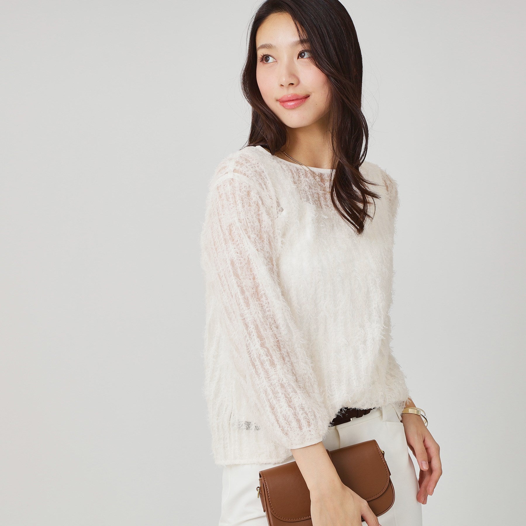 クードシャンス COUP DE CHANCE 【手洗い可/日本製】フェザーチュールのブラウス (ホワイト(001)) ホワイト(001)