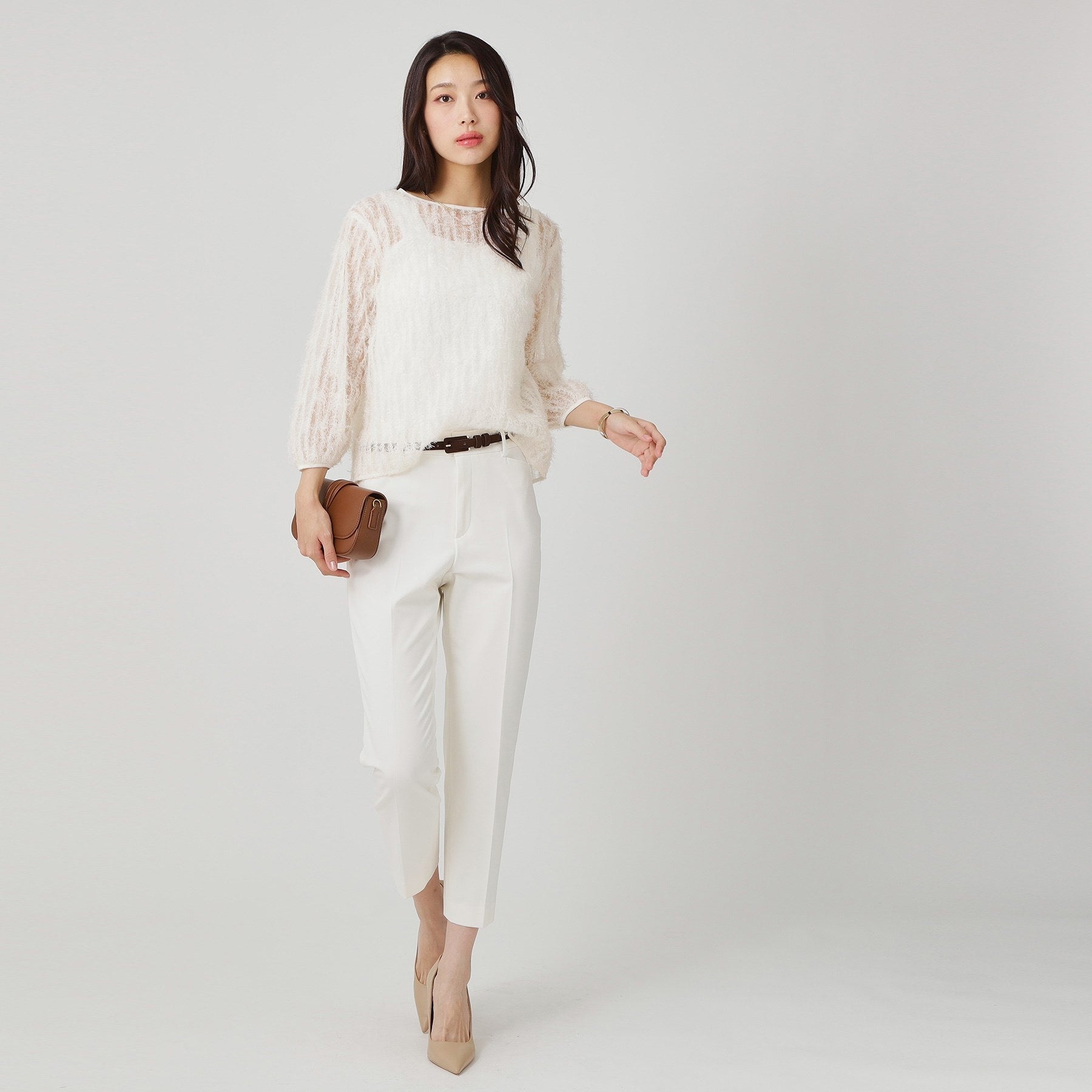 クードシャンス COUP DE CHANCE 【手洗い可/日本製】フェザーチュールのブラウス (ホワイト(001)) ホワイト(001)