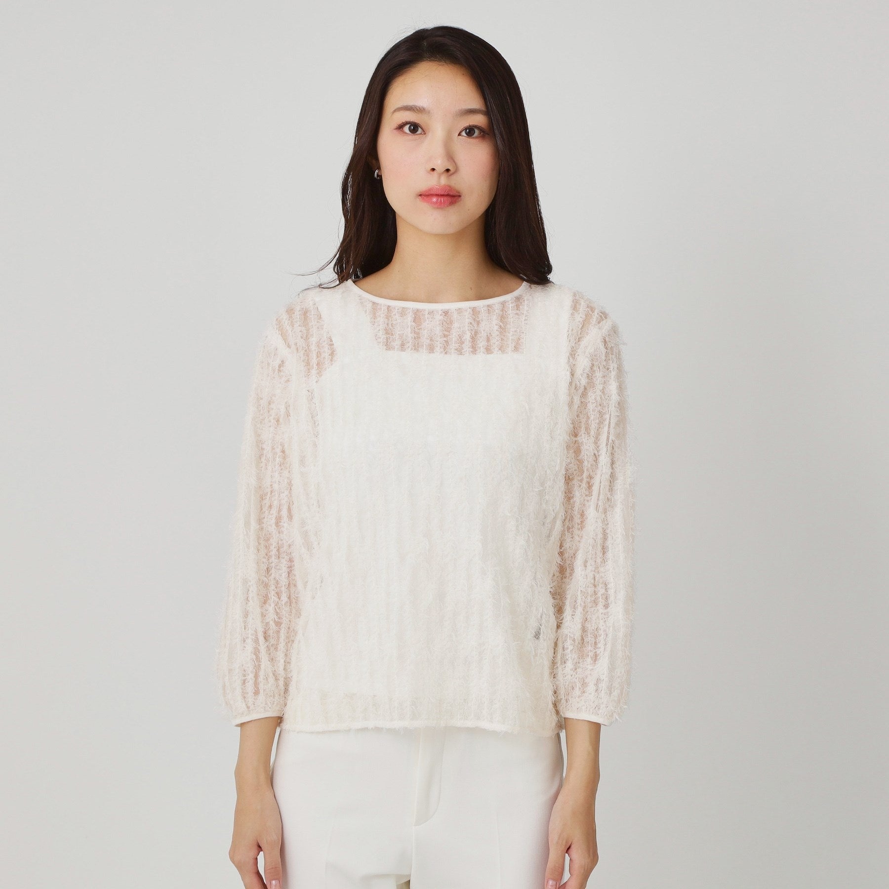 クードシャンス COUP DE CHANCE 【手洗い可/日本製】フェザーチュールのブラウス (ホワイト(001)) ホワイト(001)