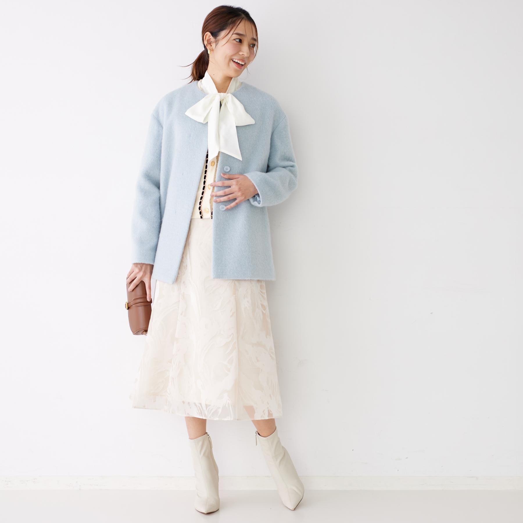 クードシャンス COUP DE CHANCE 【日本製/モヘヤ混/ヒップ丈】ノーカラーコート (ブラック(019)) ブラック(019)