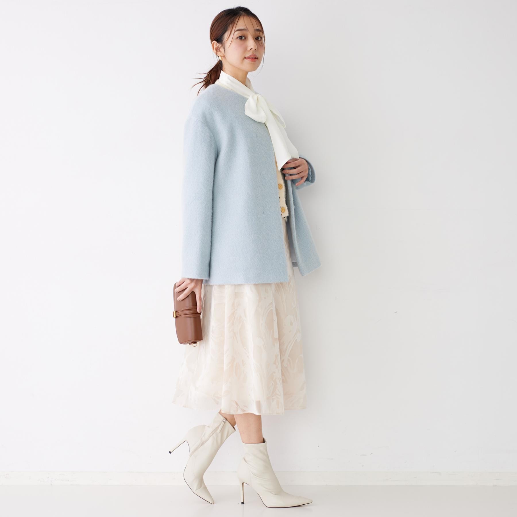 クードシャンス COUP DE CHANCE 【日本製/モヘヤ混/ヒップ丈】ノーカラーコート (ブラック(019)) ブラック(019)