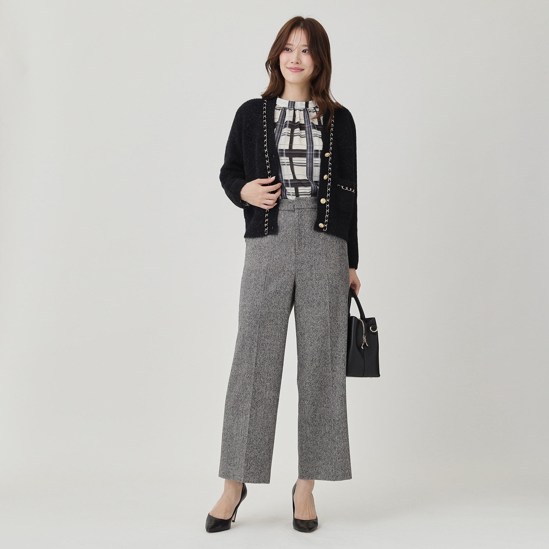 クードシャンス COUP DE CHANCE 【日本製】ラメ入りツイードパンツ (ブラック(019)) ブラック(019)