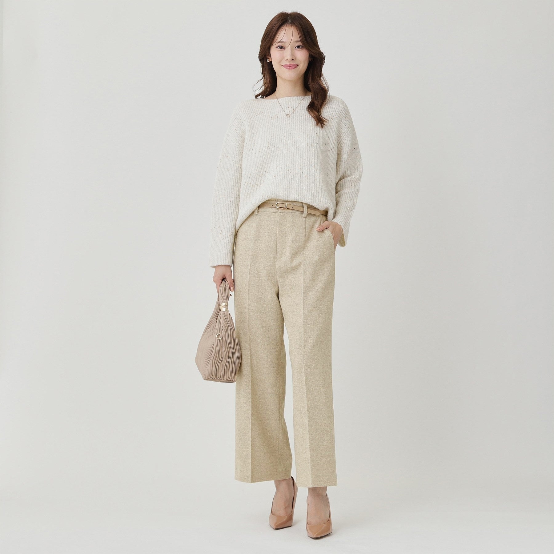 クードシャンス COUP DE CHANCE 【日本製】ラメ入りツイードパンツ (ブラック(019)) ブラック(019)