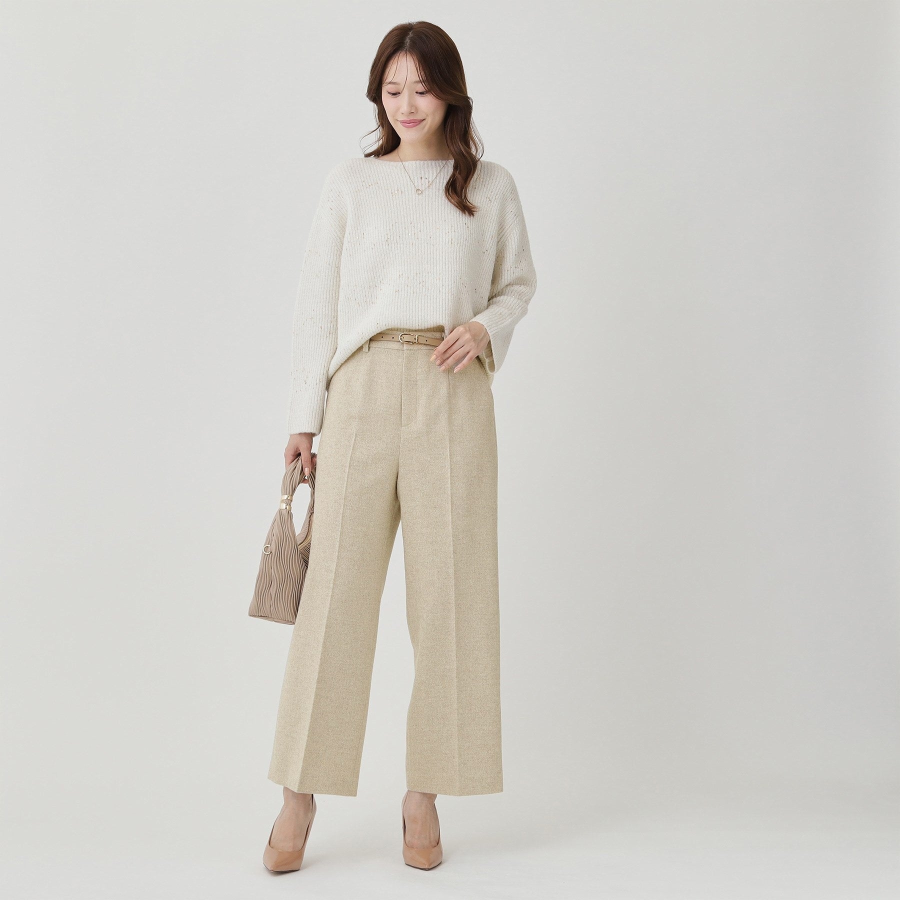 クードシャンス COUP DE CHANCE 【日本製】ラメ入りツイードパンツ (ブラック(019)) ブラック(019)