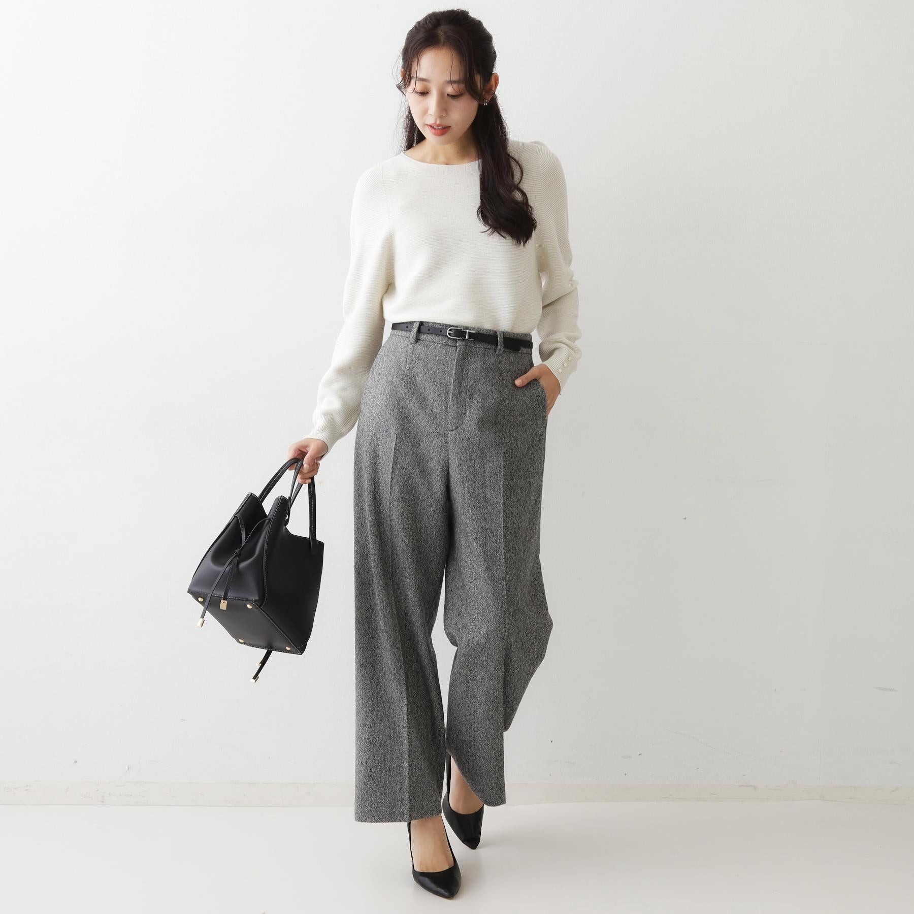 クードシャンス COUP DE CHANCE 【日本製】ラメ入りツイードパンツ (ブラック(019)) ブラック(019)