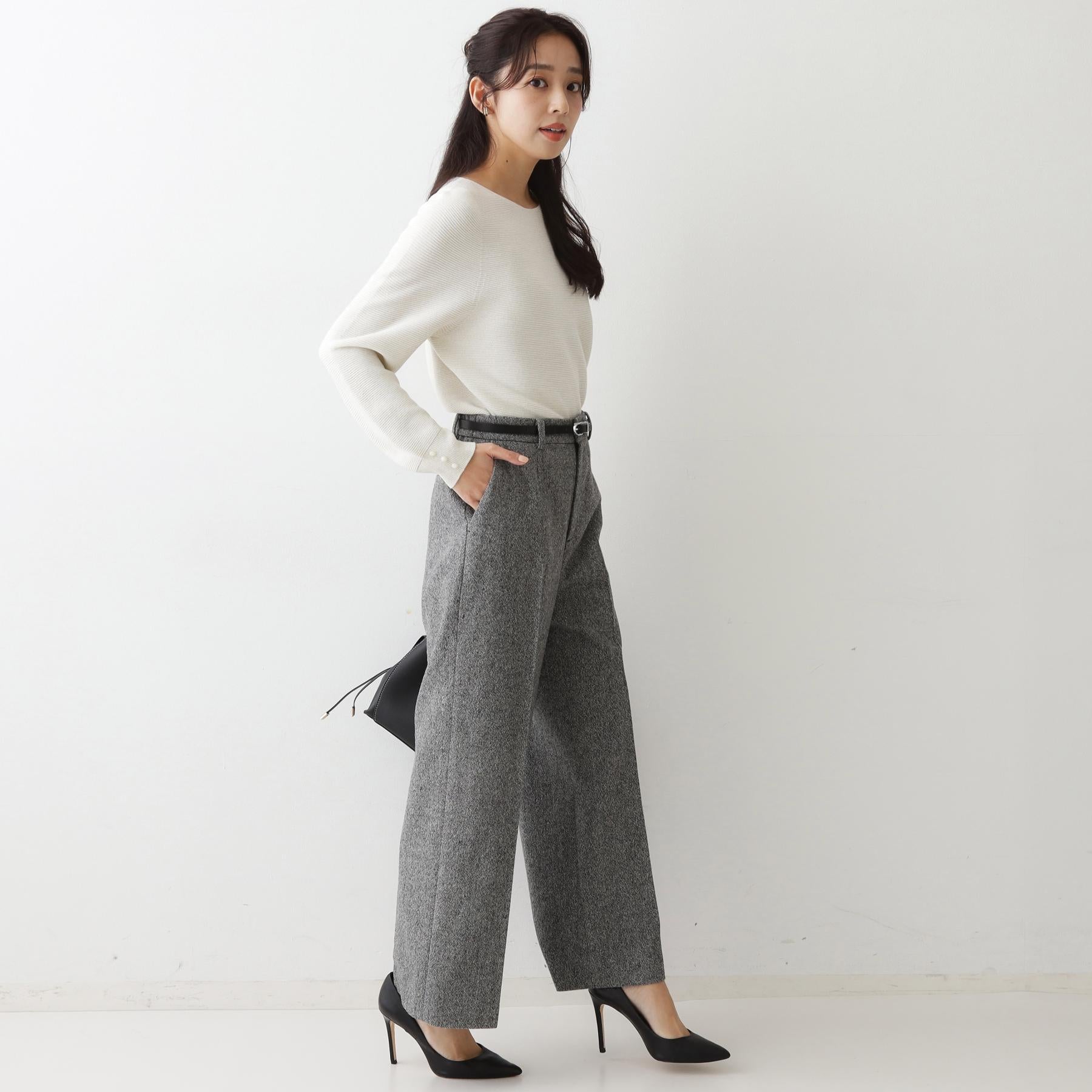 クードシャンス COUP DE CHANCE 【日本製】ラメ入りツイードパンツ (ブラック(019)) ブラック(019)