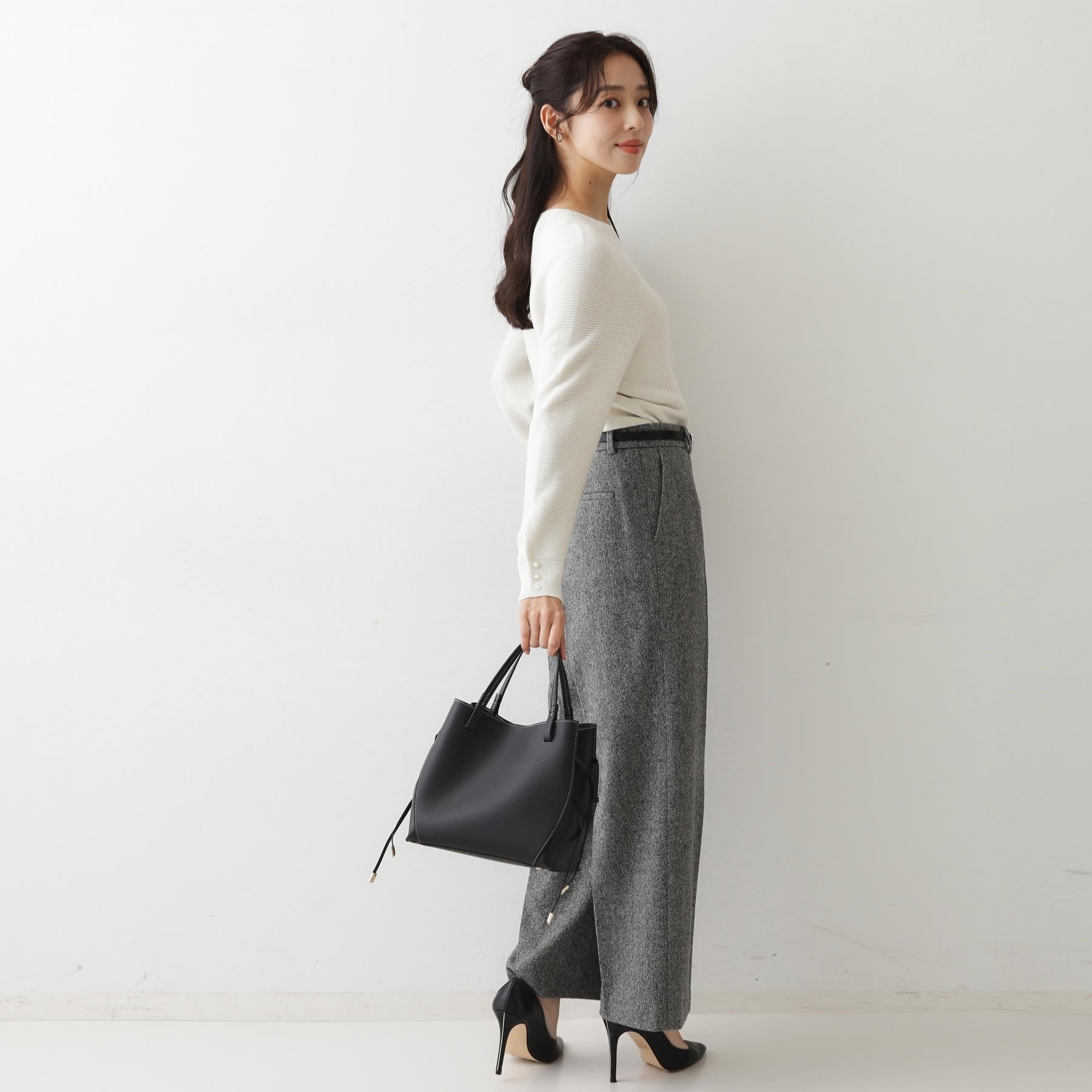 クードシャンス COUP DE CHANCE 【日本製】ラメ入りツイードパンツ (ブラック(019)) ブラック(019)