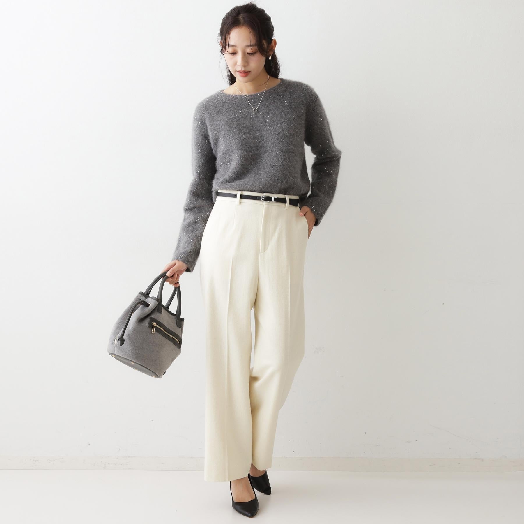 クードシャンス COUP DE CHANCE 【日本製】ラメ入りツイードパンツ (ブラック(019)) ブラック(019)