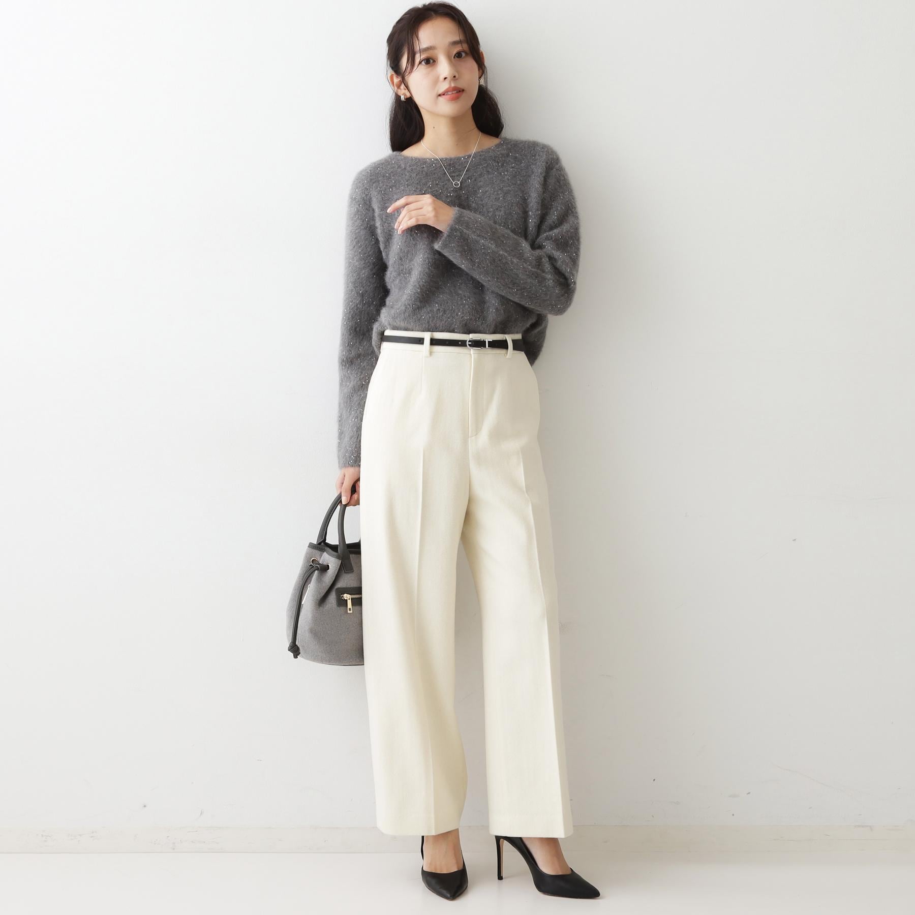 クードシャンス COUP DE CHANCE 【日本製】ラメ入りツイードパンツ (ブラック(019)) ブラック(019)