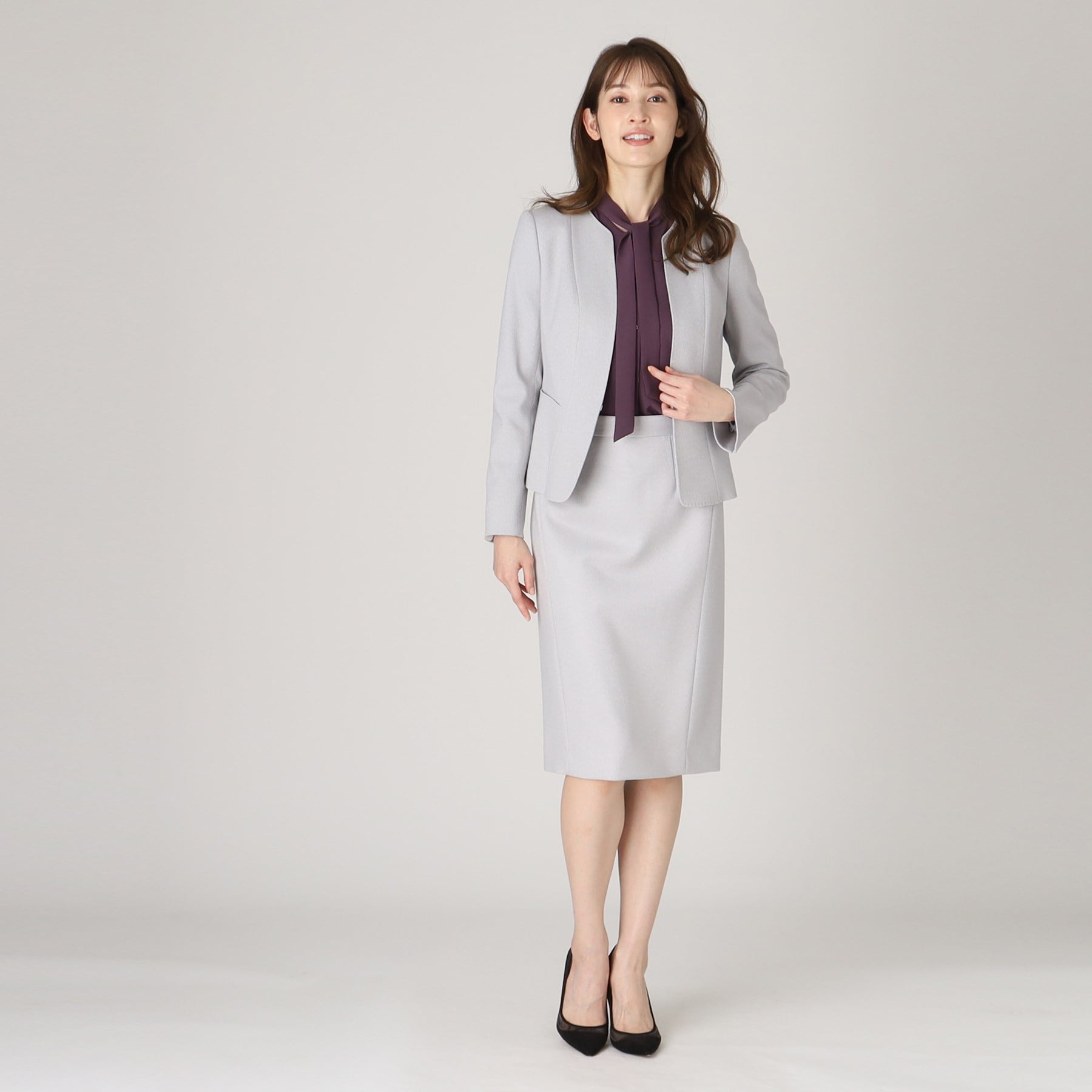 クードシャンス COUP DE CHANCE 【洗える/日本製/通勤/スーツ可】360°美シルエット!優しく華やかなノーカラージャケット