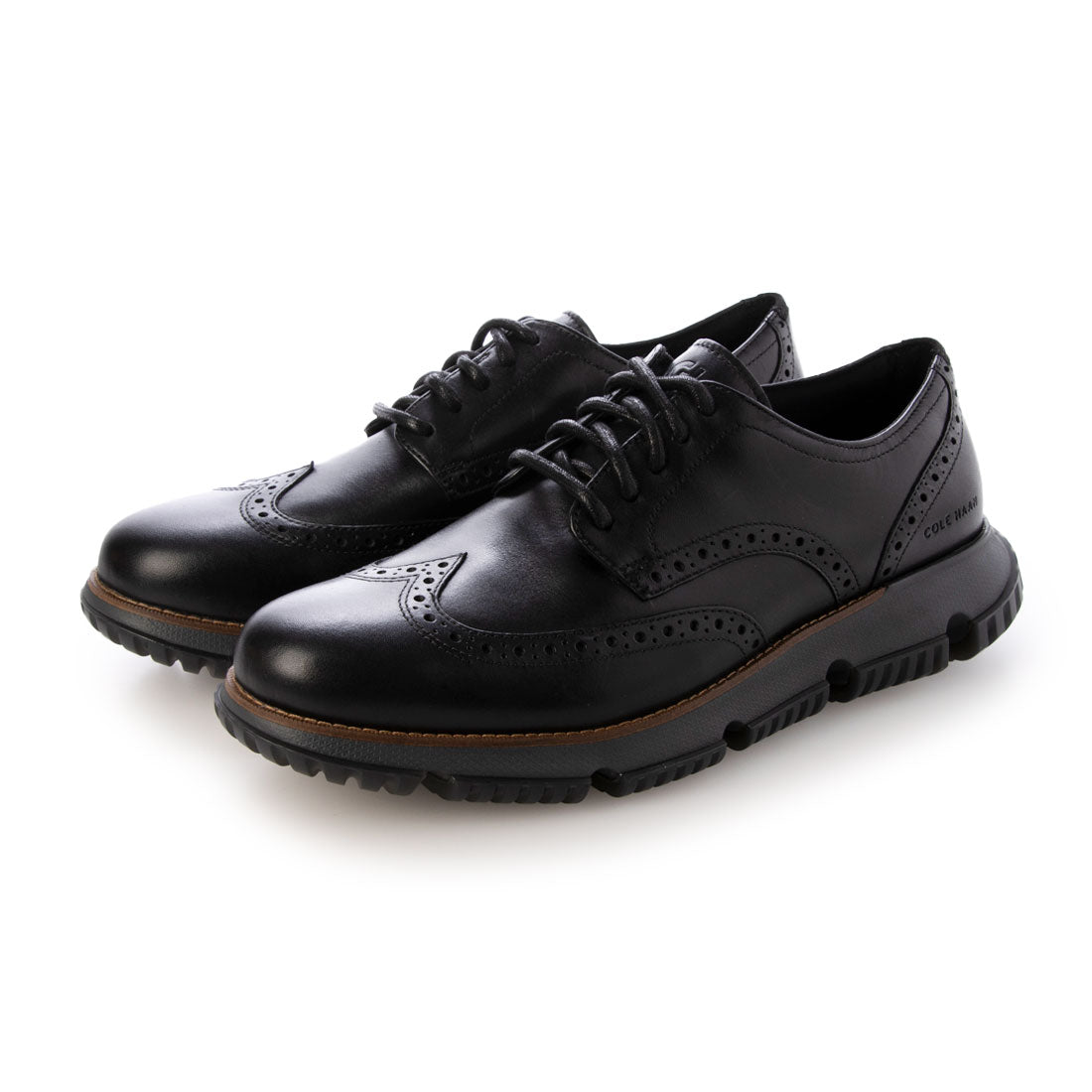 コール ハーン COLE HAAN 4.ゼログランド ウィングチップ ウィンター オックスフォード mens,ブラック/グレーピンストライプ
