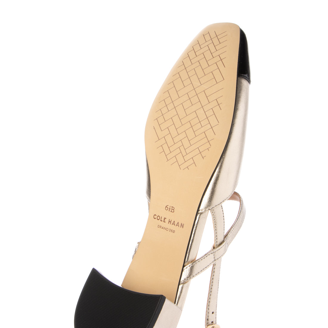 コール ハーン COLE HAAN ペラ ブロックヒール スリング 35mm womens (ソフト ゴールド レザー / ブラック パテント レザー) ソフト ゴールド レザー / ブラック パテント レザー
