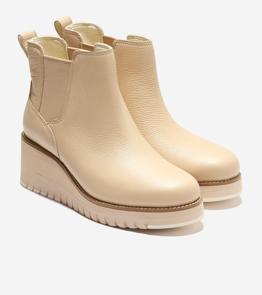 (取寄) コールハーン レディース ゼログランド ウォータープルーフ ウェッジ ブーツ Cole Haan women Zerogrand Cityquest Waterproof Wedge Boots Light Sesame Suede Waterproof COLE HAAN ZeroGrand City Wedge Boots Waterproof womens