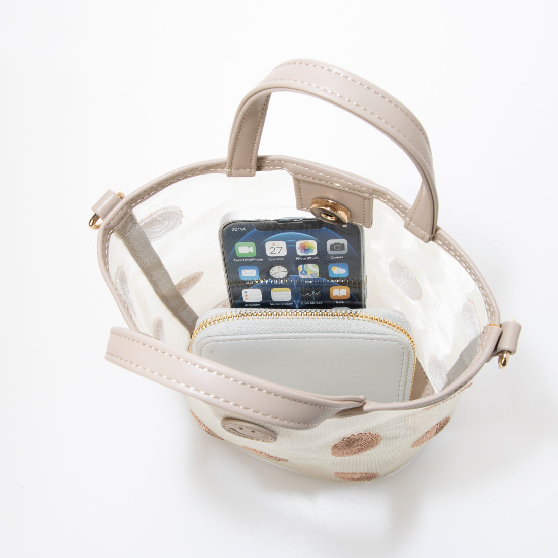 クーコ COOCO SMILY/ドットスパンコール刺繍メッシュショルダーバッグ