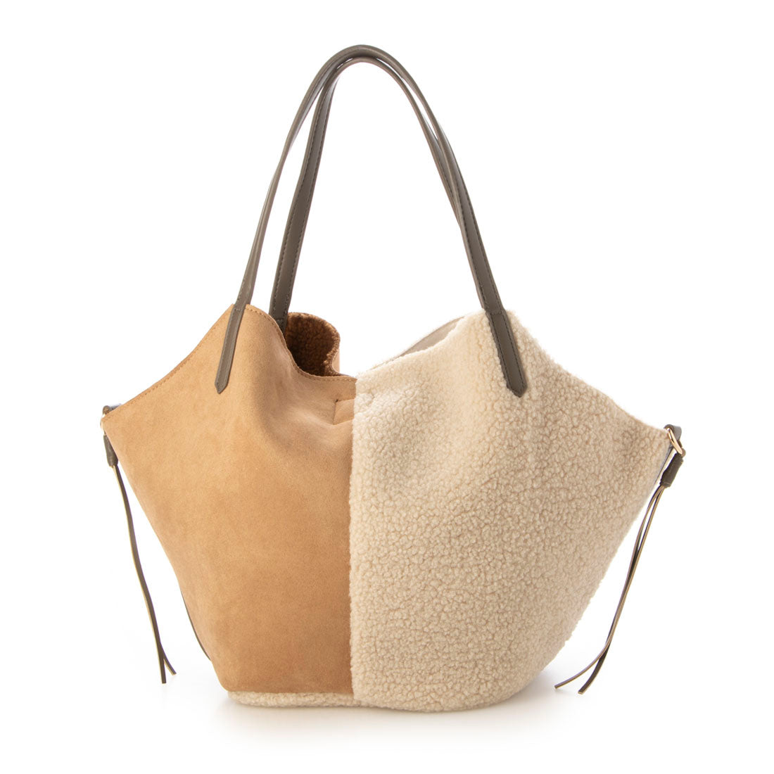 クーコ COOCO バイカラームートン風ビッグトートバッグ