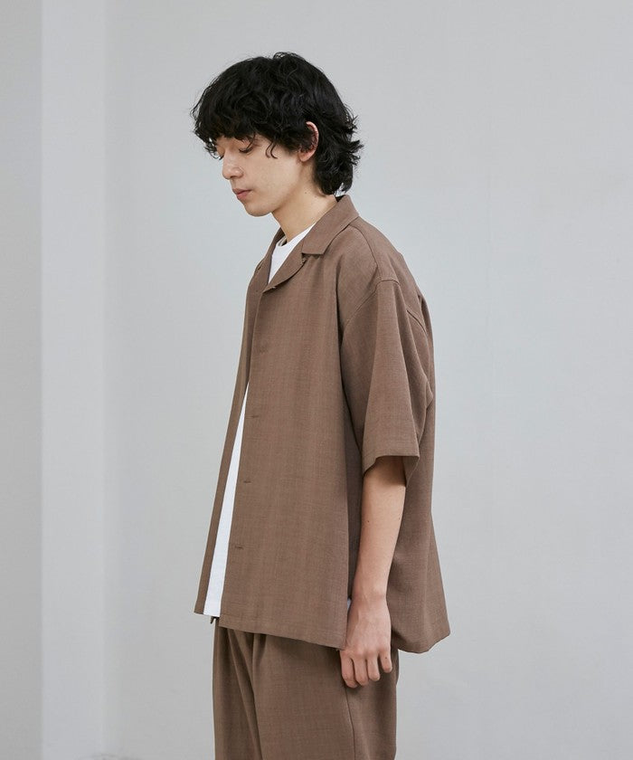 リネンライクオープンカラーシャツ MD.BROWN