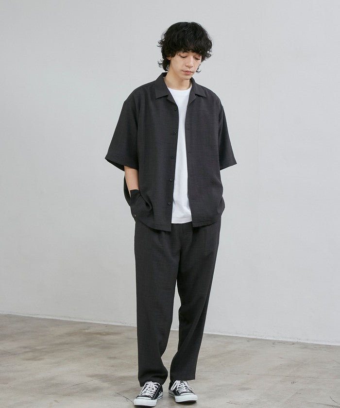 リネンライクオープンカラーシャツ MD.BROWN