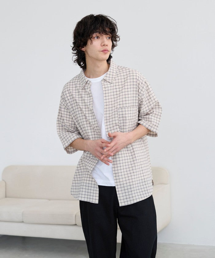 コーエン coen コットンシアーチェックシャツ (OFF WHITE) OFF WHITE
