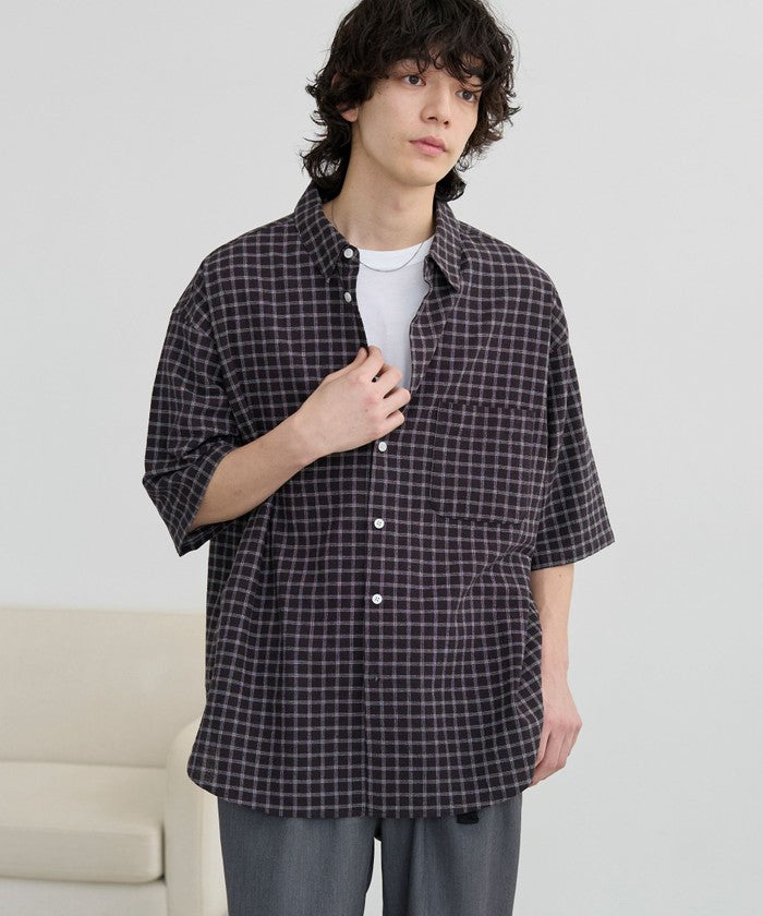 コーエン coen コットンシアーチェックシャツ (BLACK) BLACK