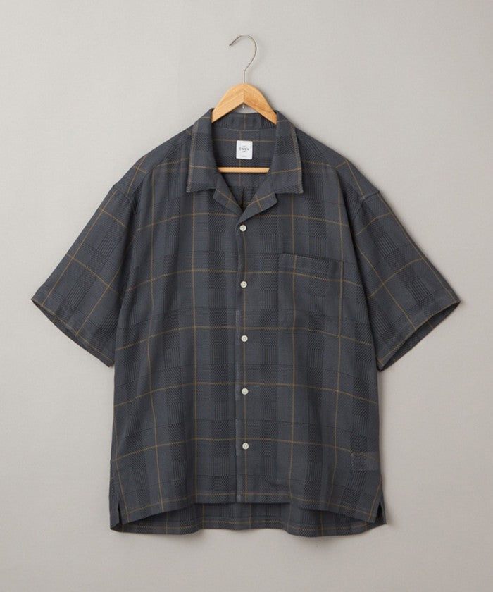 絡み織りチェックシャツ MD.GRAY