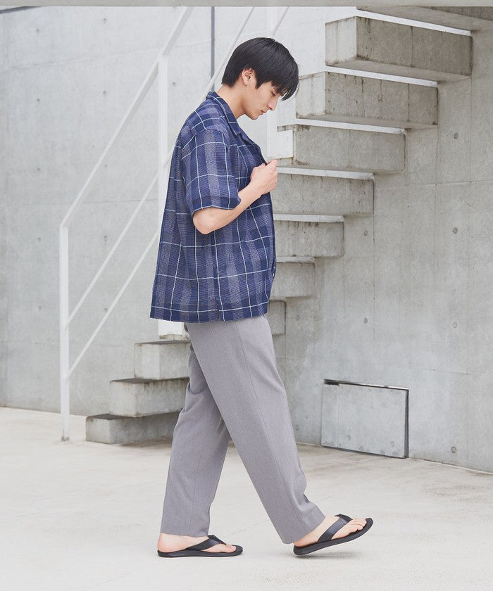 絡み織りチェックシャツ MD.GRAY