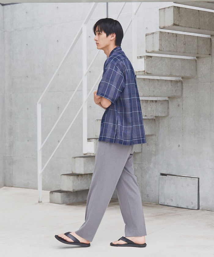 絡み織りチェックシャツ MD.GRAY