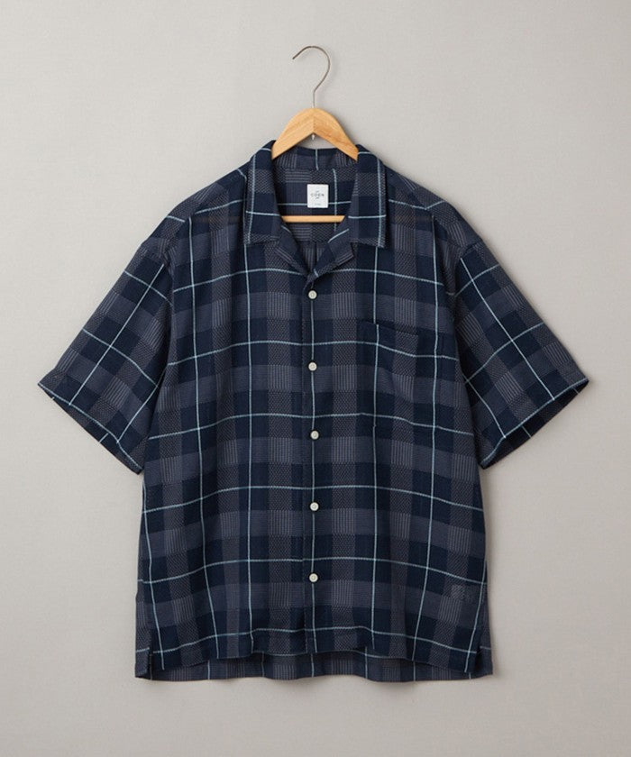 絡み織りチェックシャツ MD.GRAY