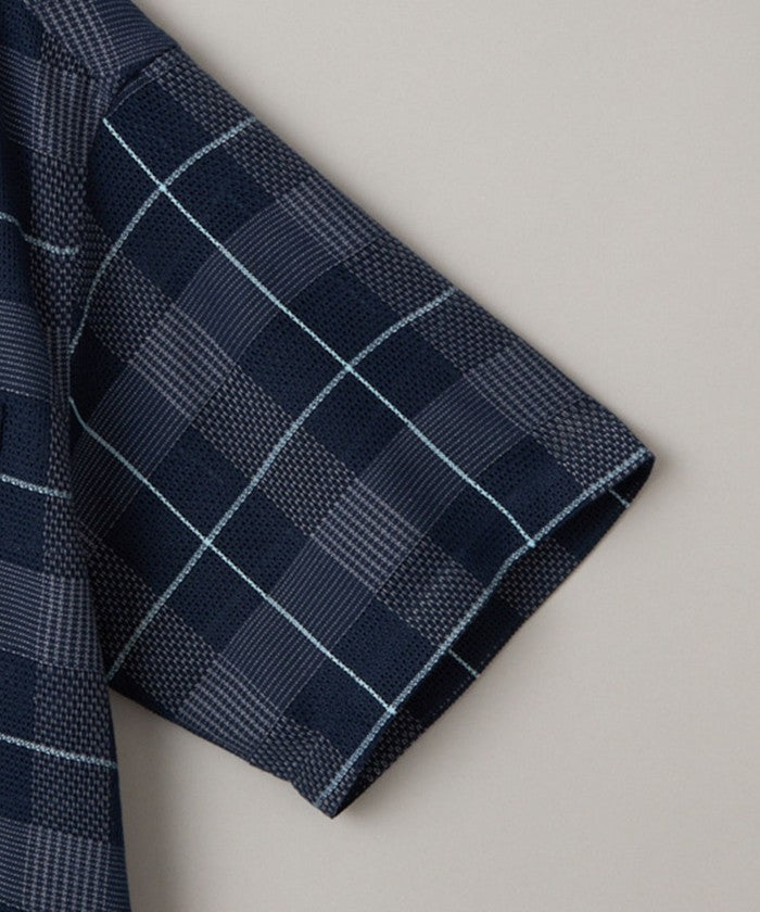 絡み織りチェックシャツ MD.GRAY